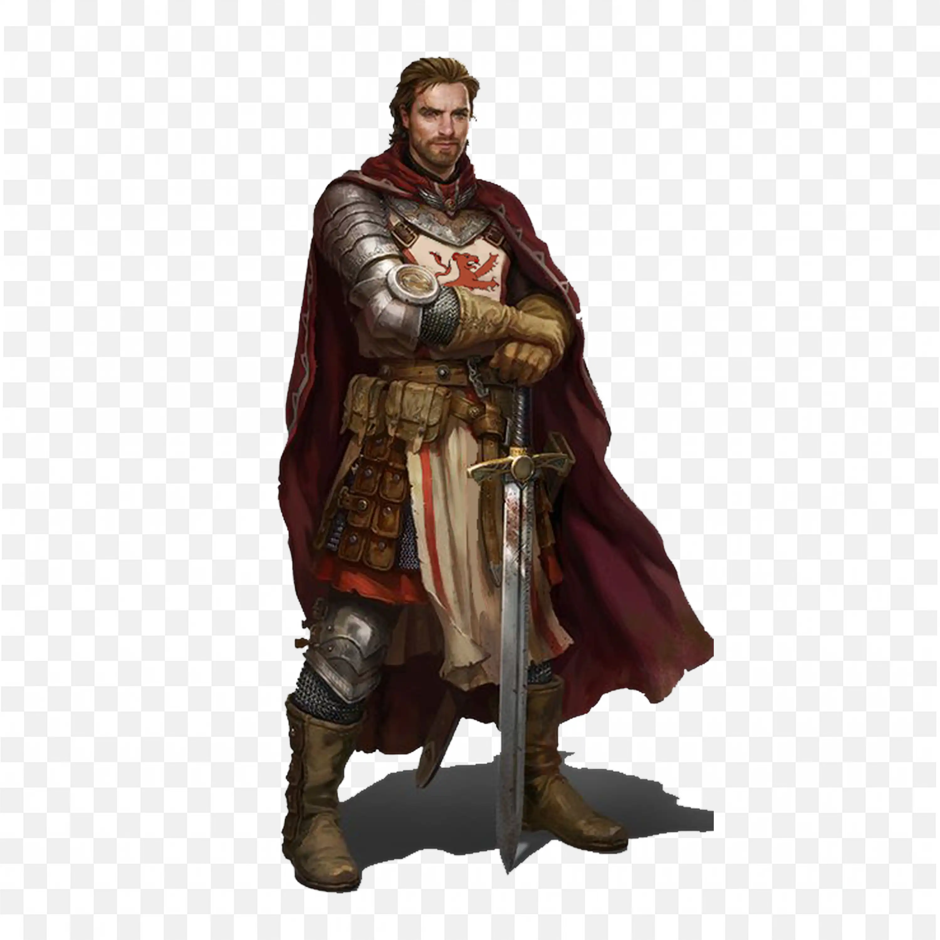 Knights Templar Holding Sword Down Superhero Pose Look