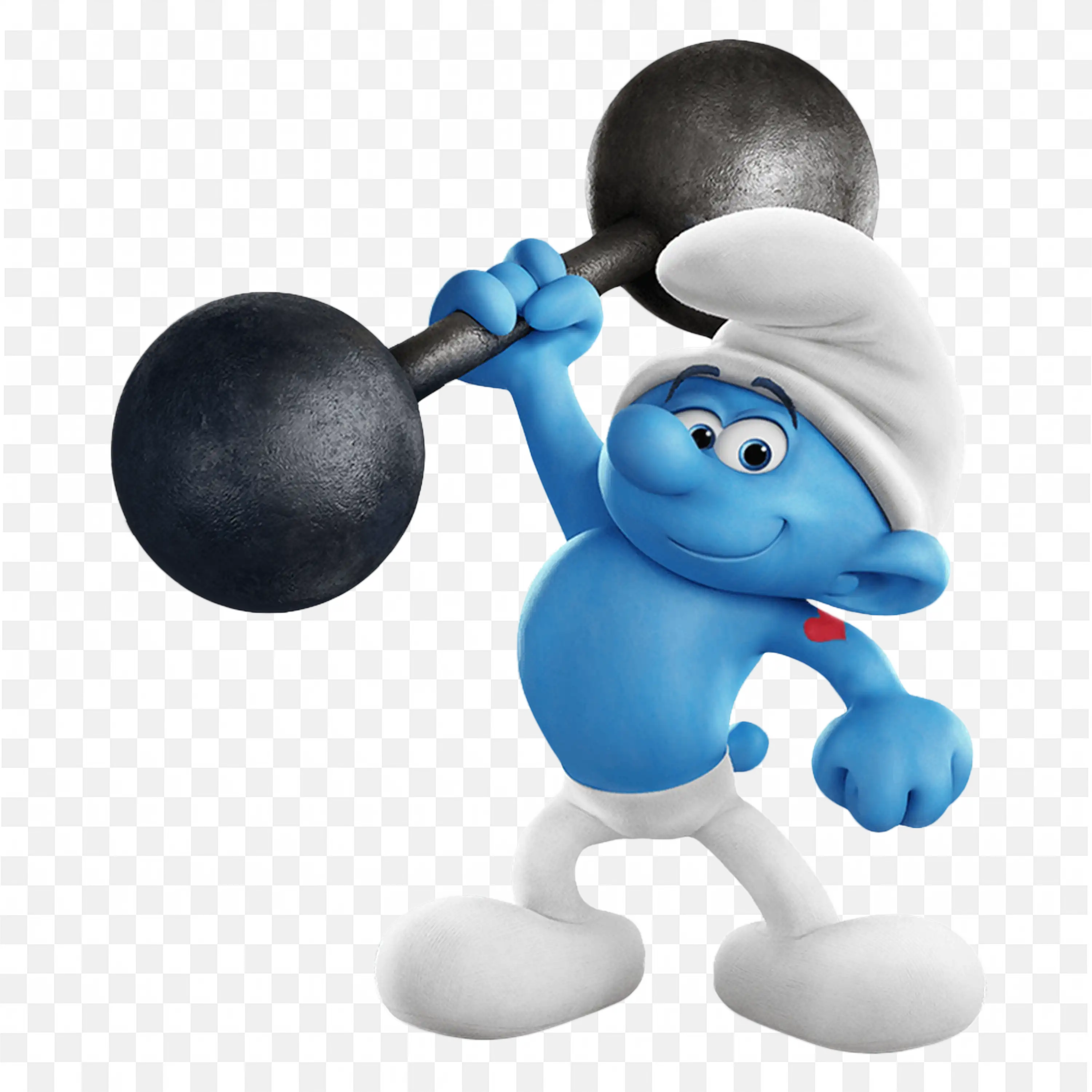 Lifting Heavy Barbell Strong Smurf Cute Cartoon Free Png