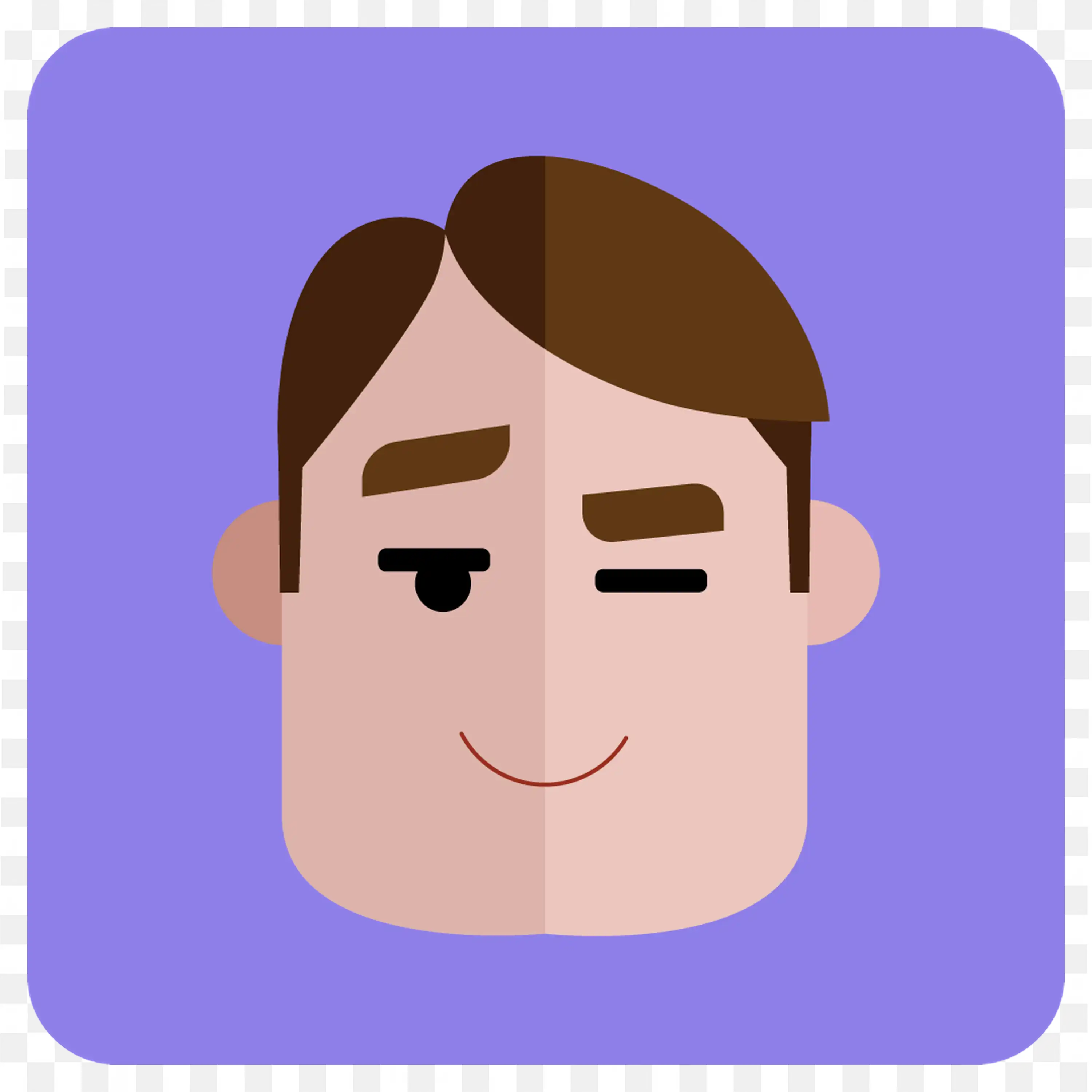 Man Winking with Brown Hair and Purple Background Png