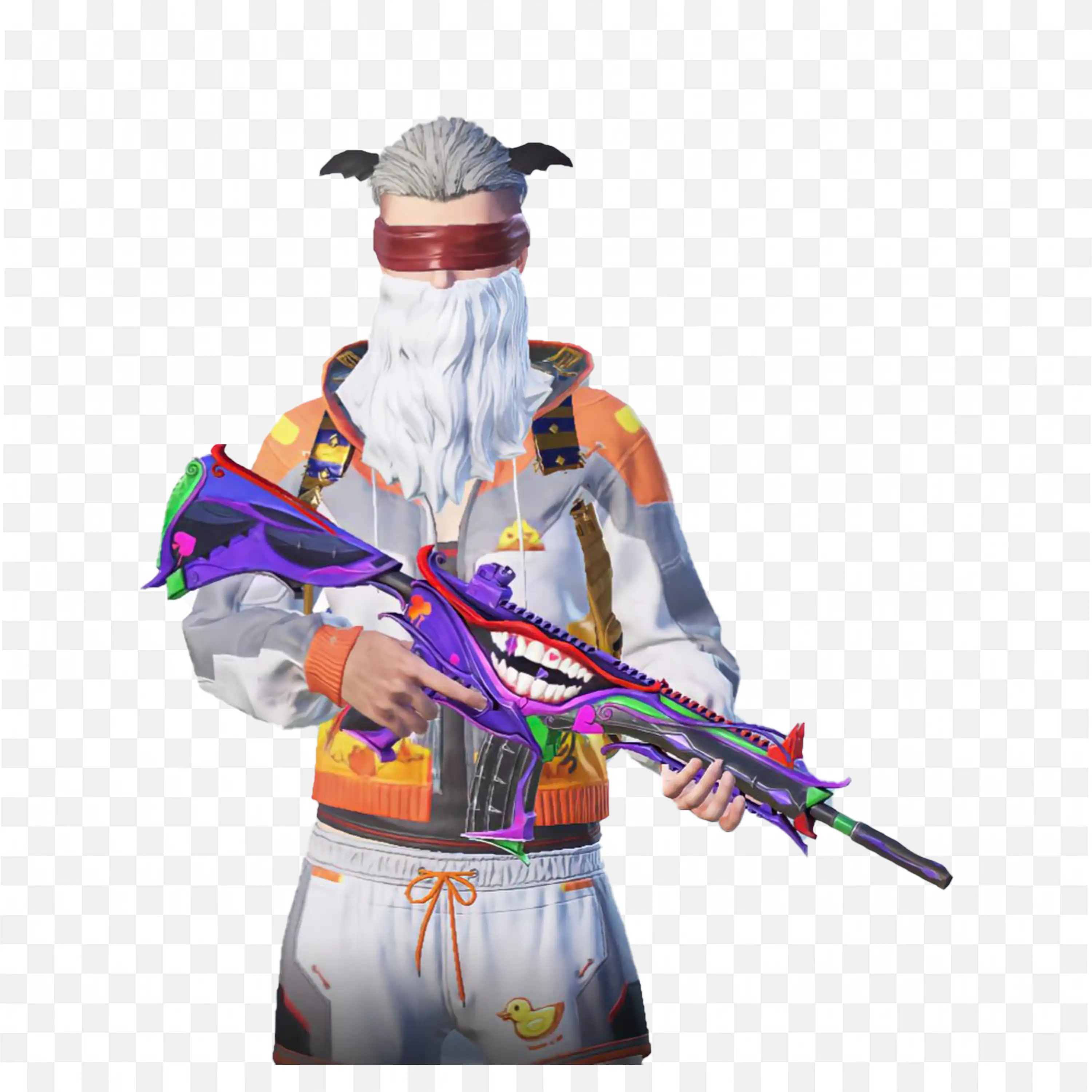 Masked Character with White Beard and Horns Free Png Images