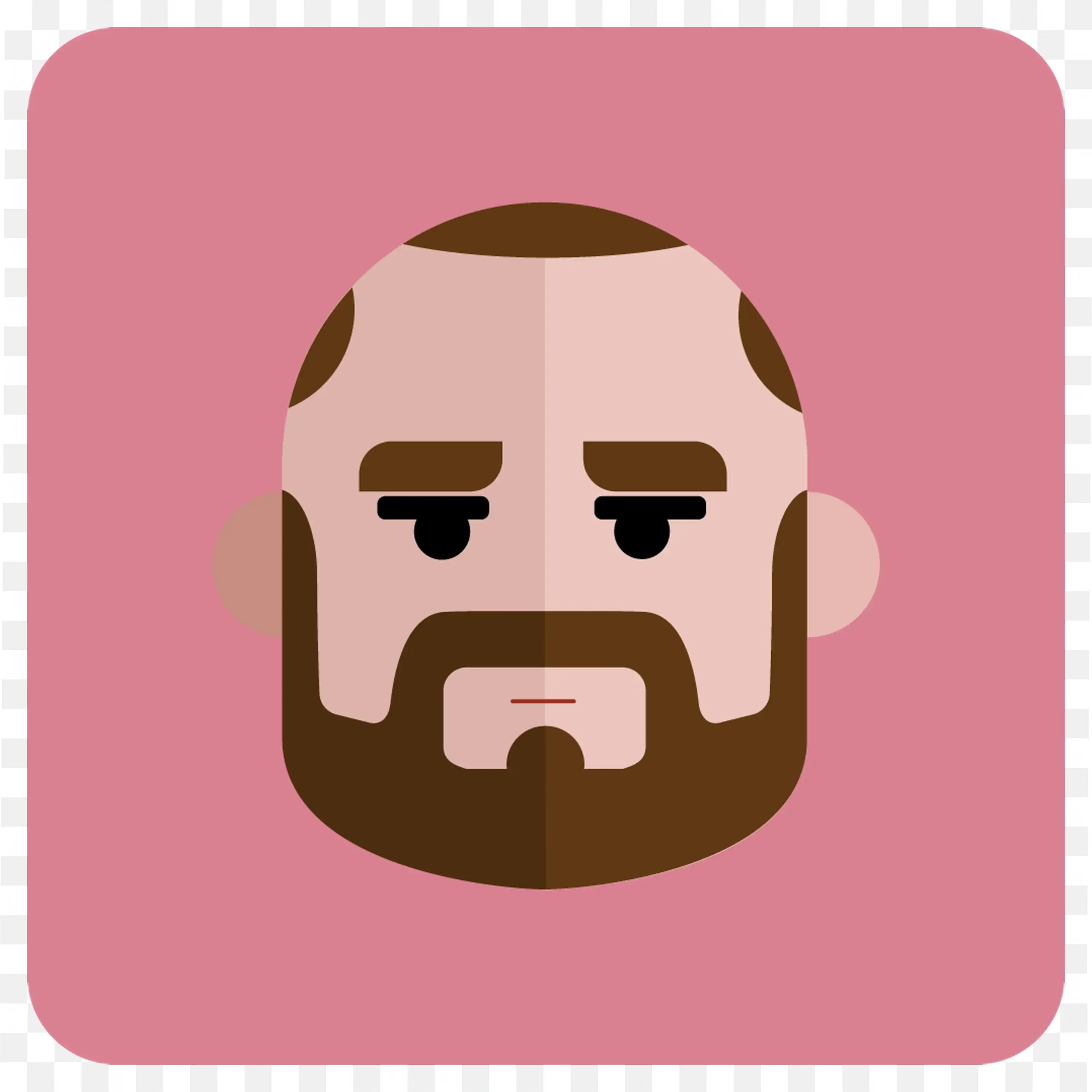 Minimalist Bearded Man Avatar Icon Flat Design Free Png