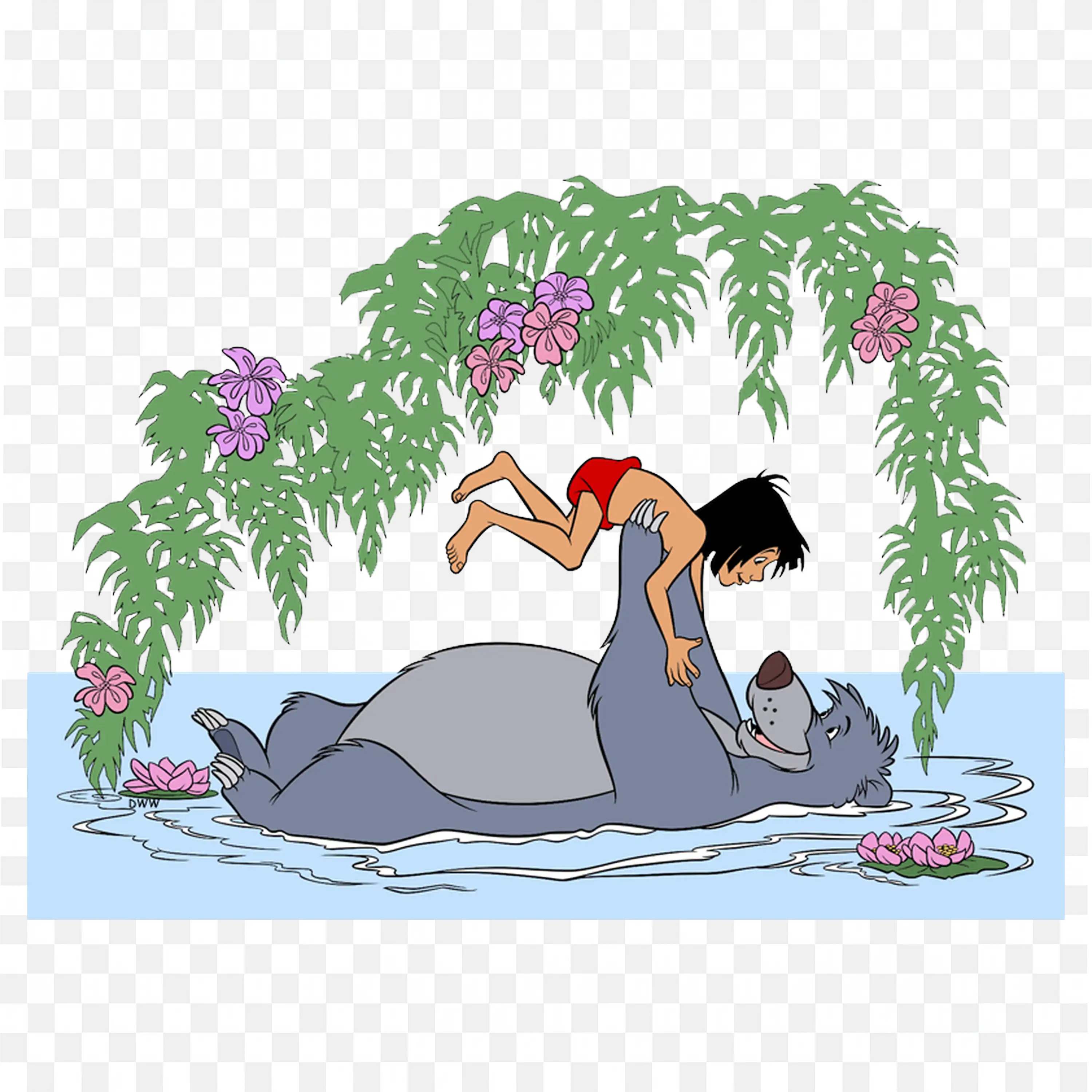 Mowgli and Baloo Are Relaxing in the Jungle Book Scene