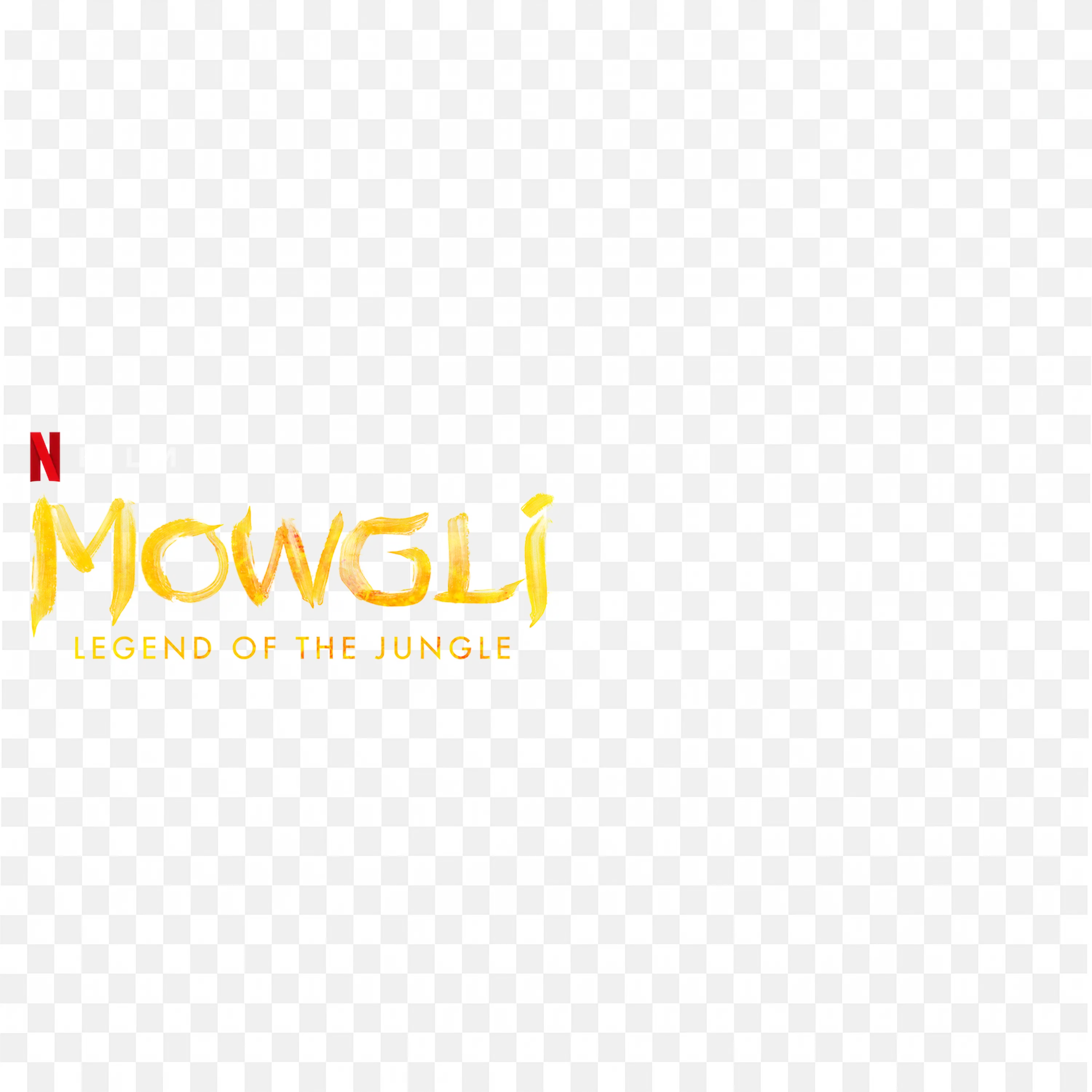 Mowgli Legend of the Jungle Yellow Text with Netflix Logo