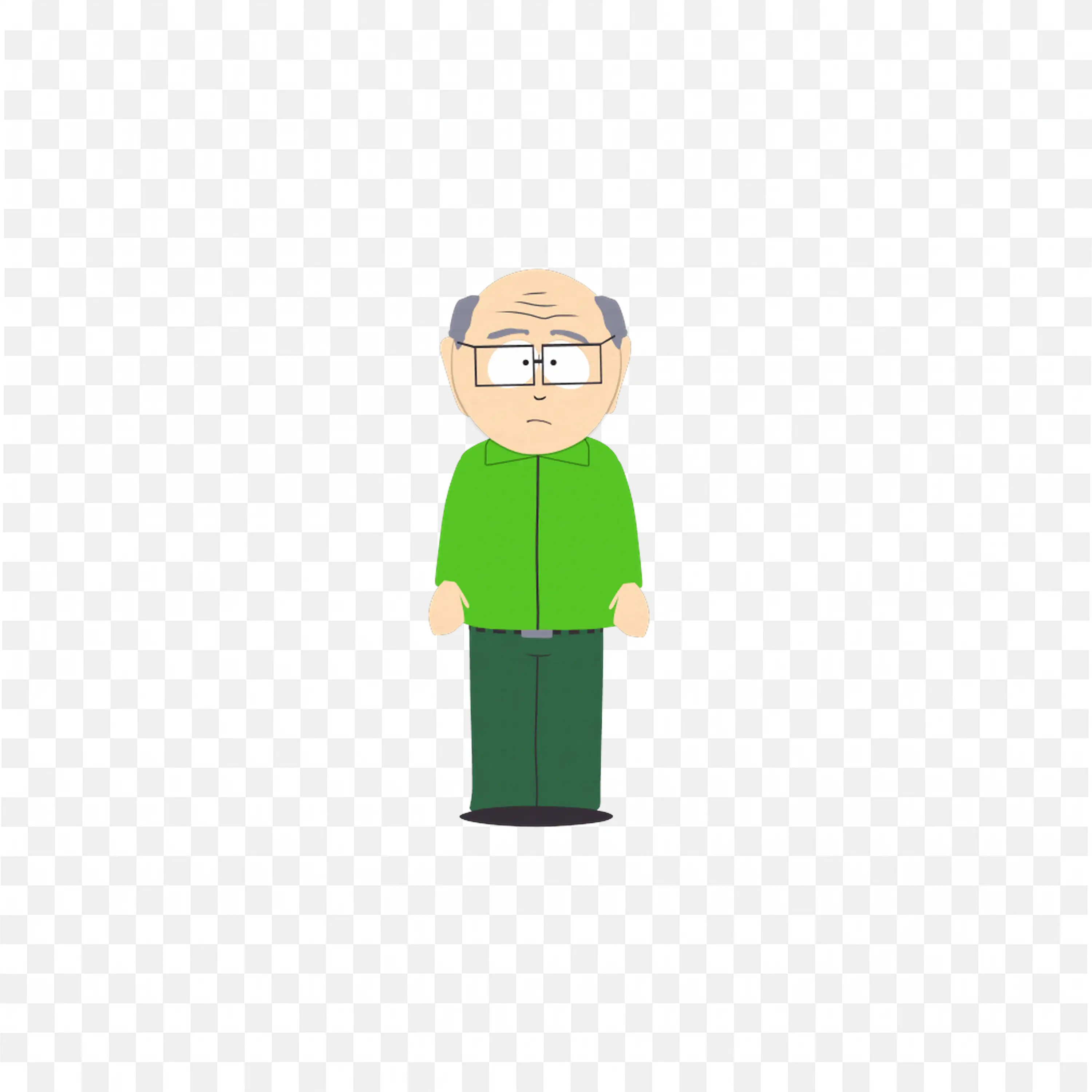 Mr Garrison a Teacher with Green Shirt and Pant Free Png
