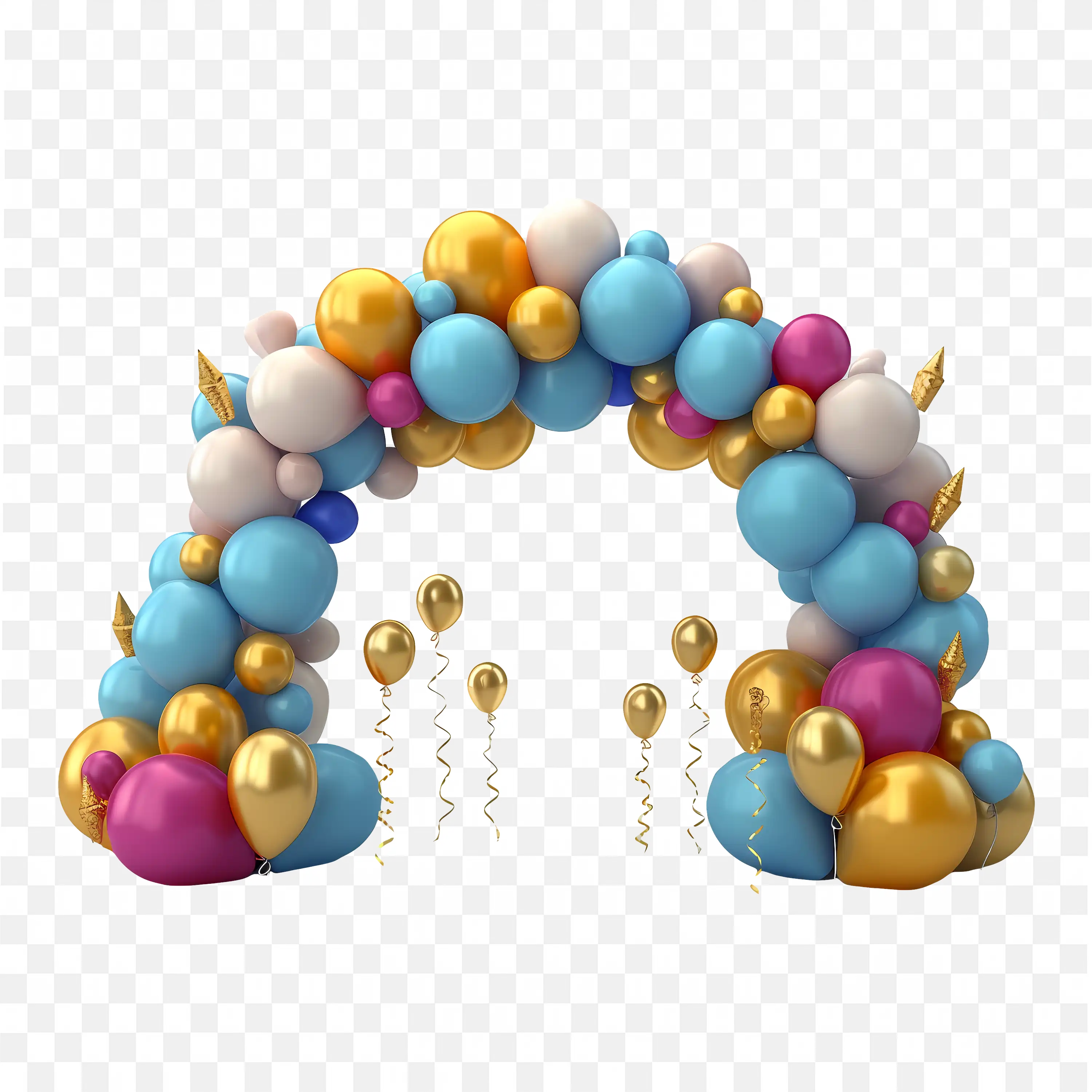 3D Multicolor Balloon Arch Png Party Decoration Clipart