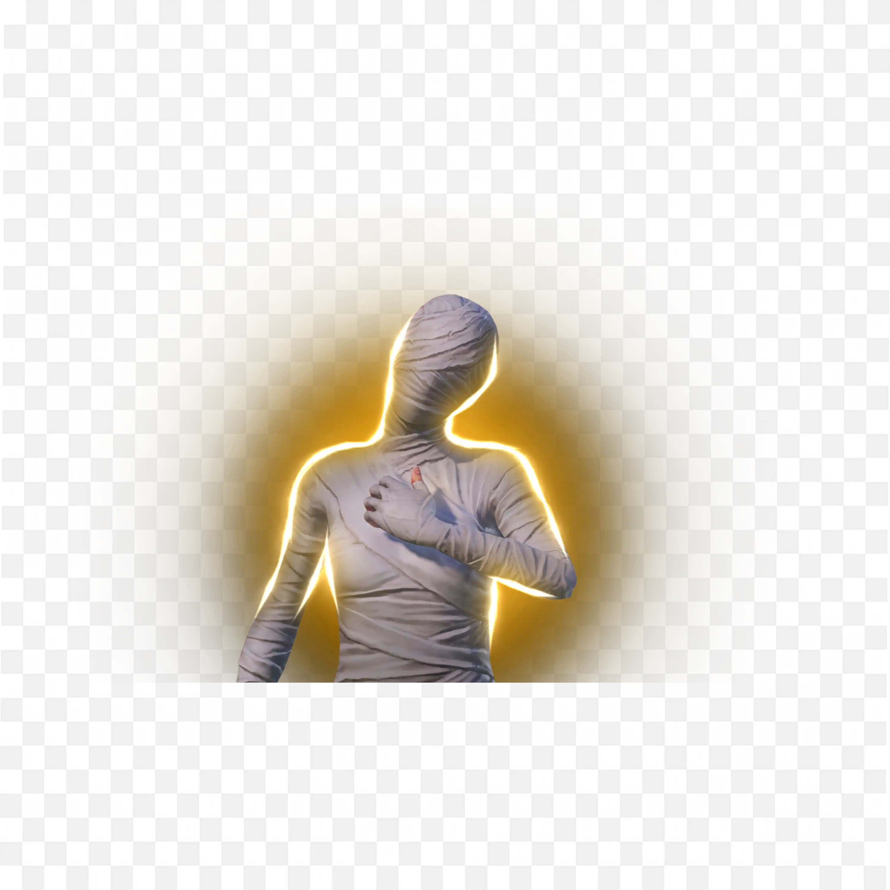 Mysterious Wrapped Figure with Glowing Yellow Mood Free Png