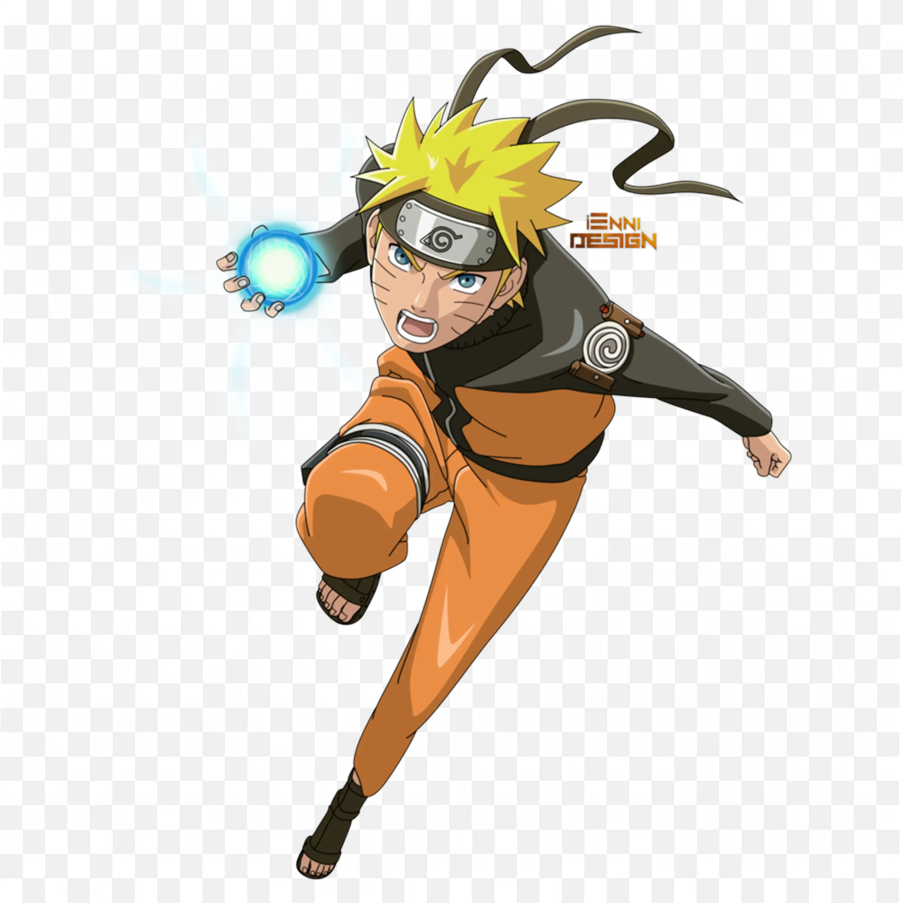 Naruto Uzumaki Performing Rasengan Iconic Anime Character