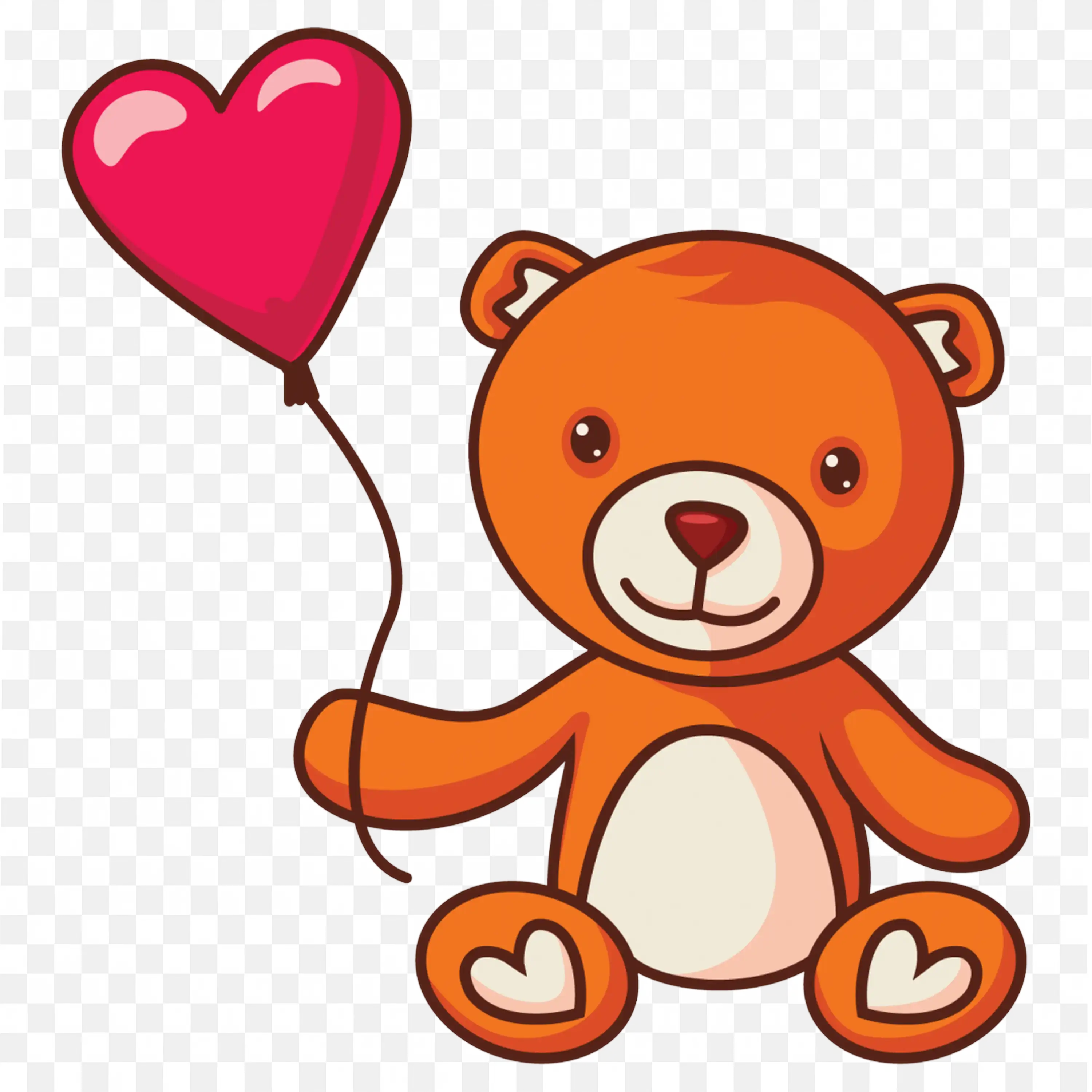 Orange Teddy Bear with an Heart Shaped Balloon Free Pngs