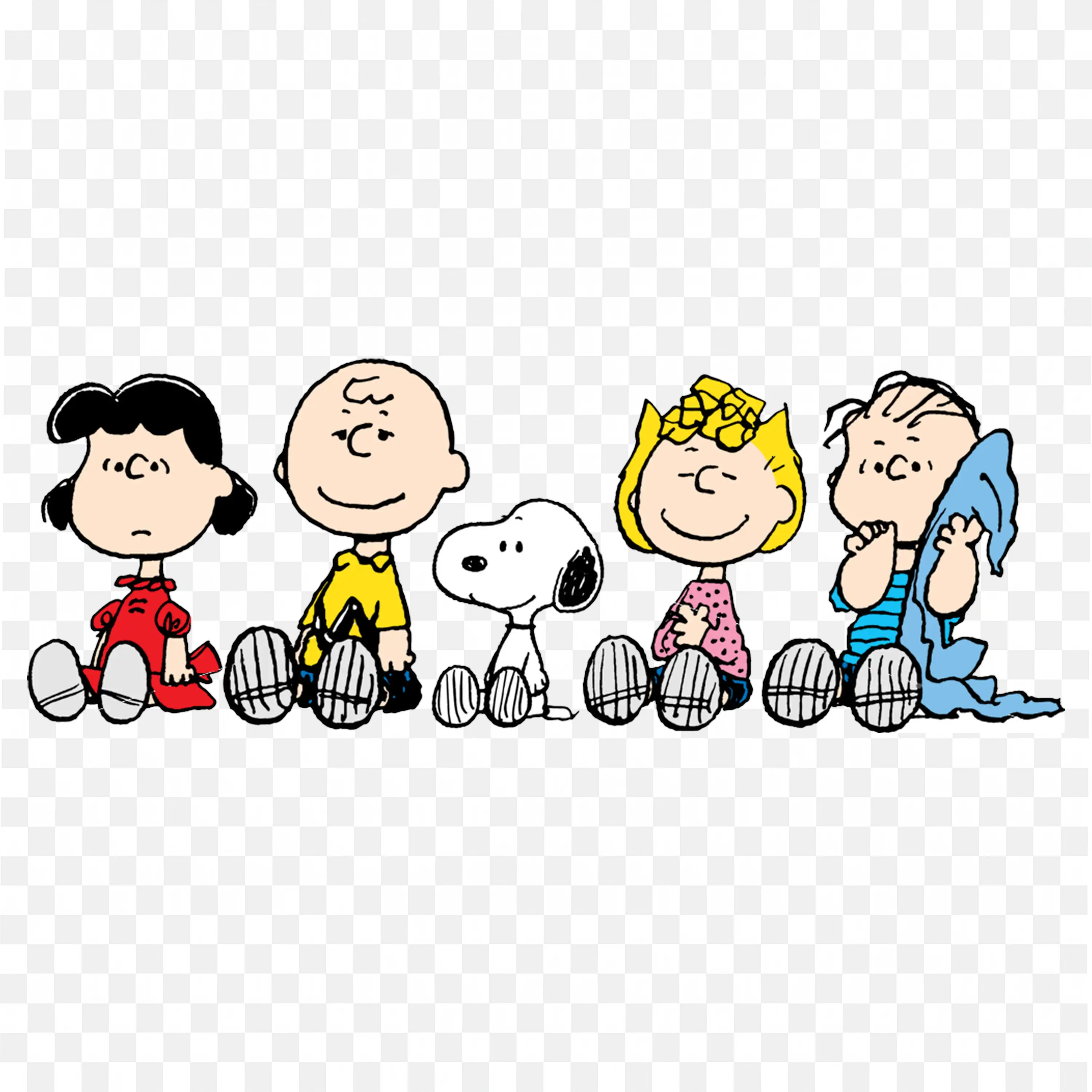 Peanuts Gang Sitting Together with Charlie Brown and Snoopy