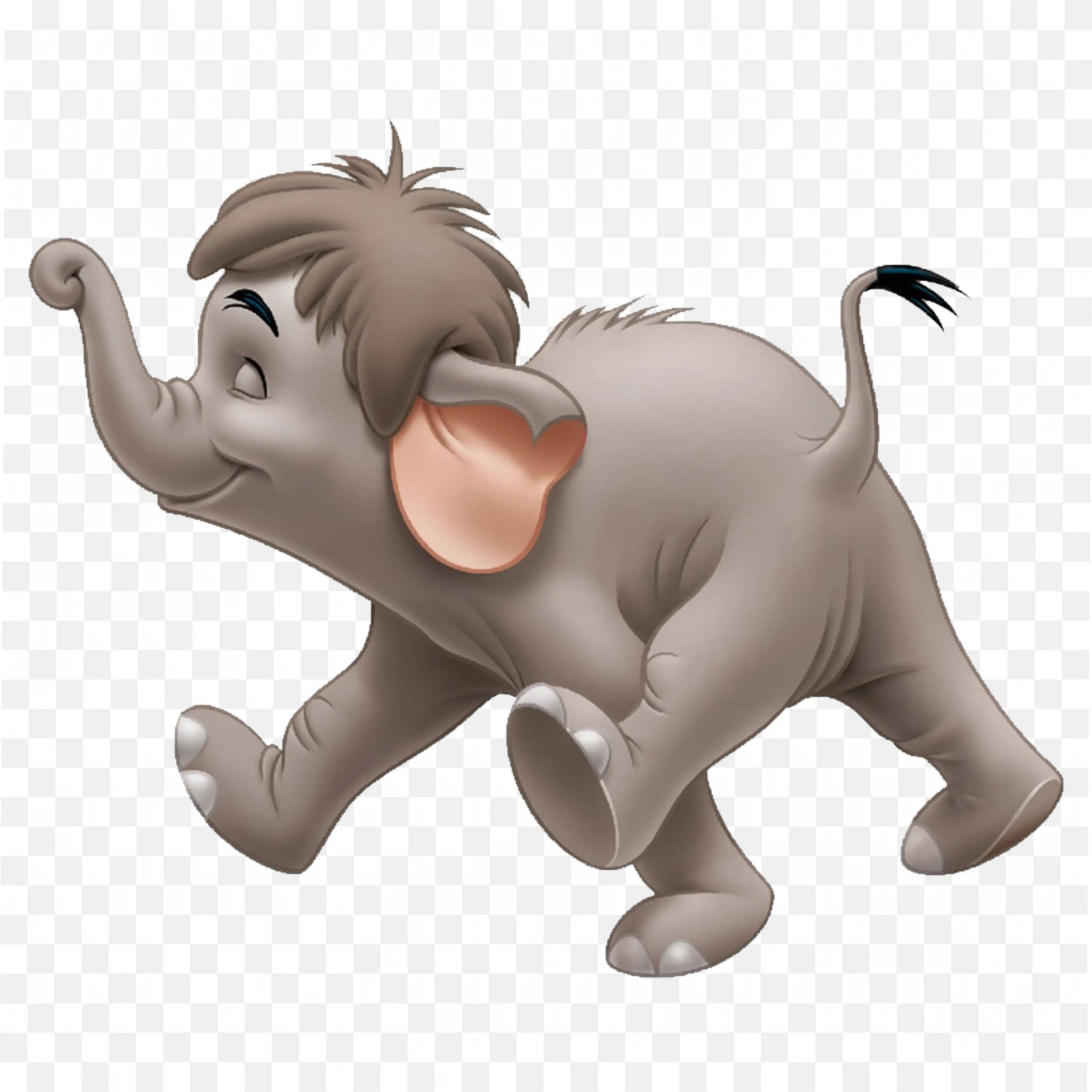 Playful Cartoon Animal Baby Elephant with Hair Free Pngs