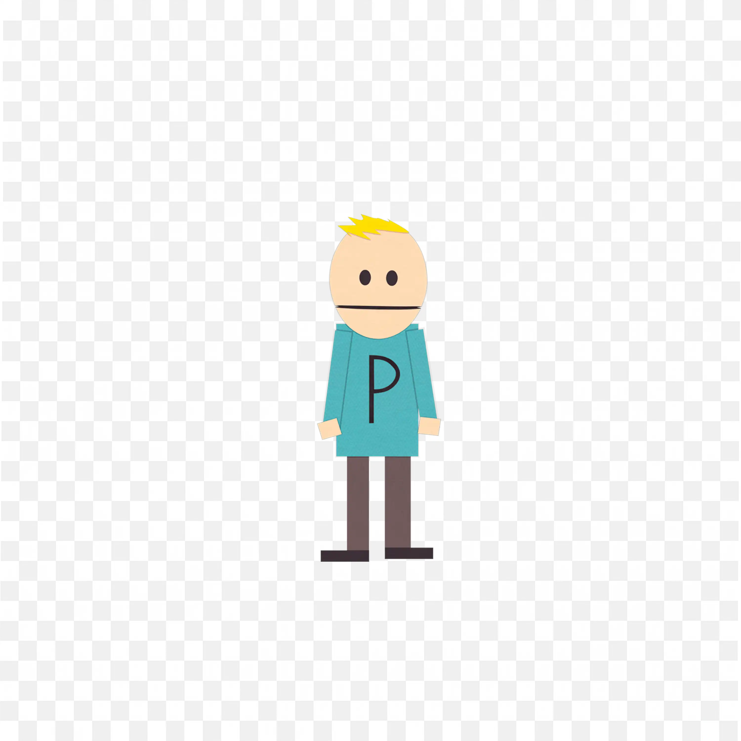 Png of a Character Design Portrait with P Letter Shirt Free