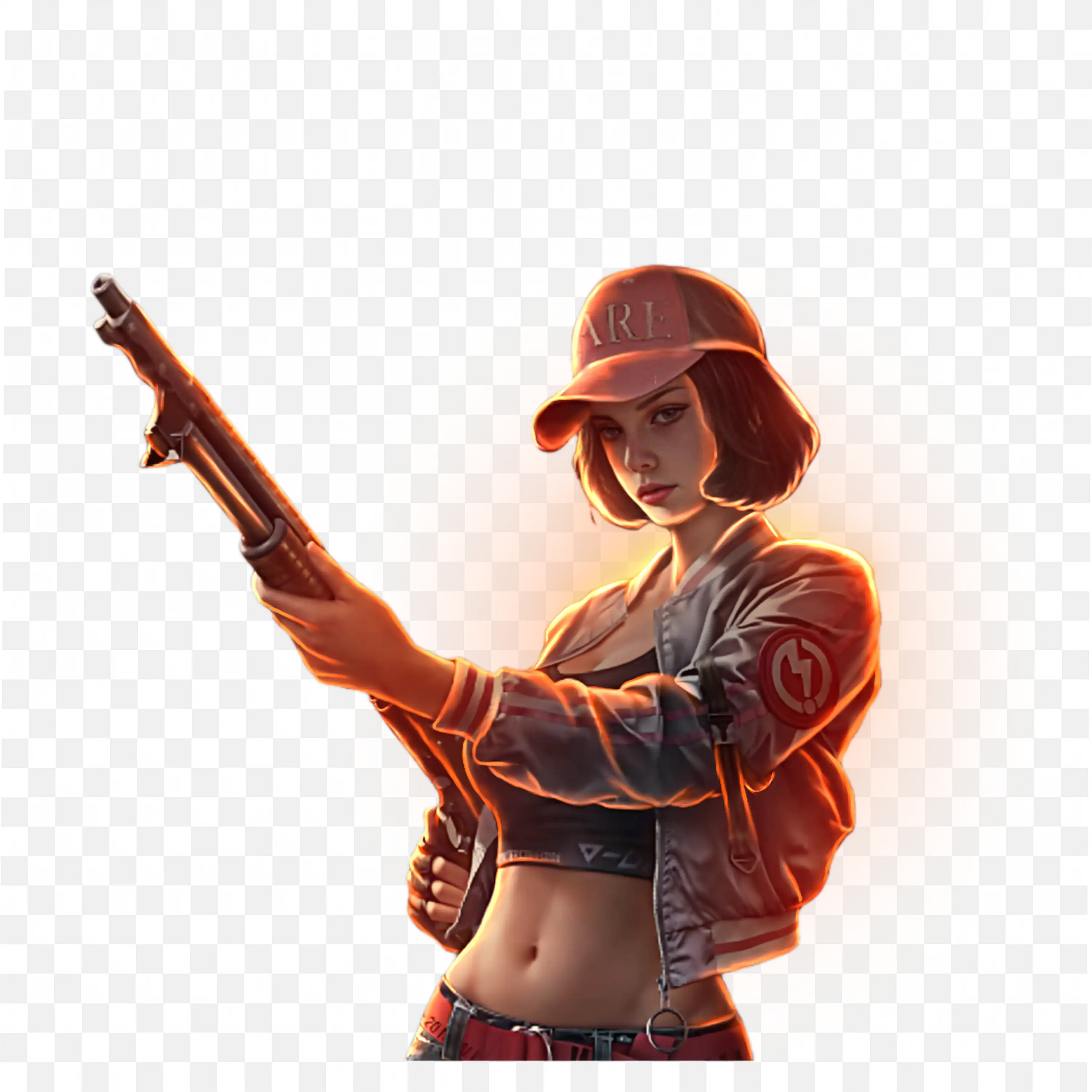 Pubg Cute Girl with Cap and Gun Battlegrounds Style