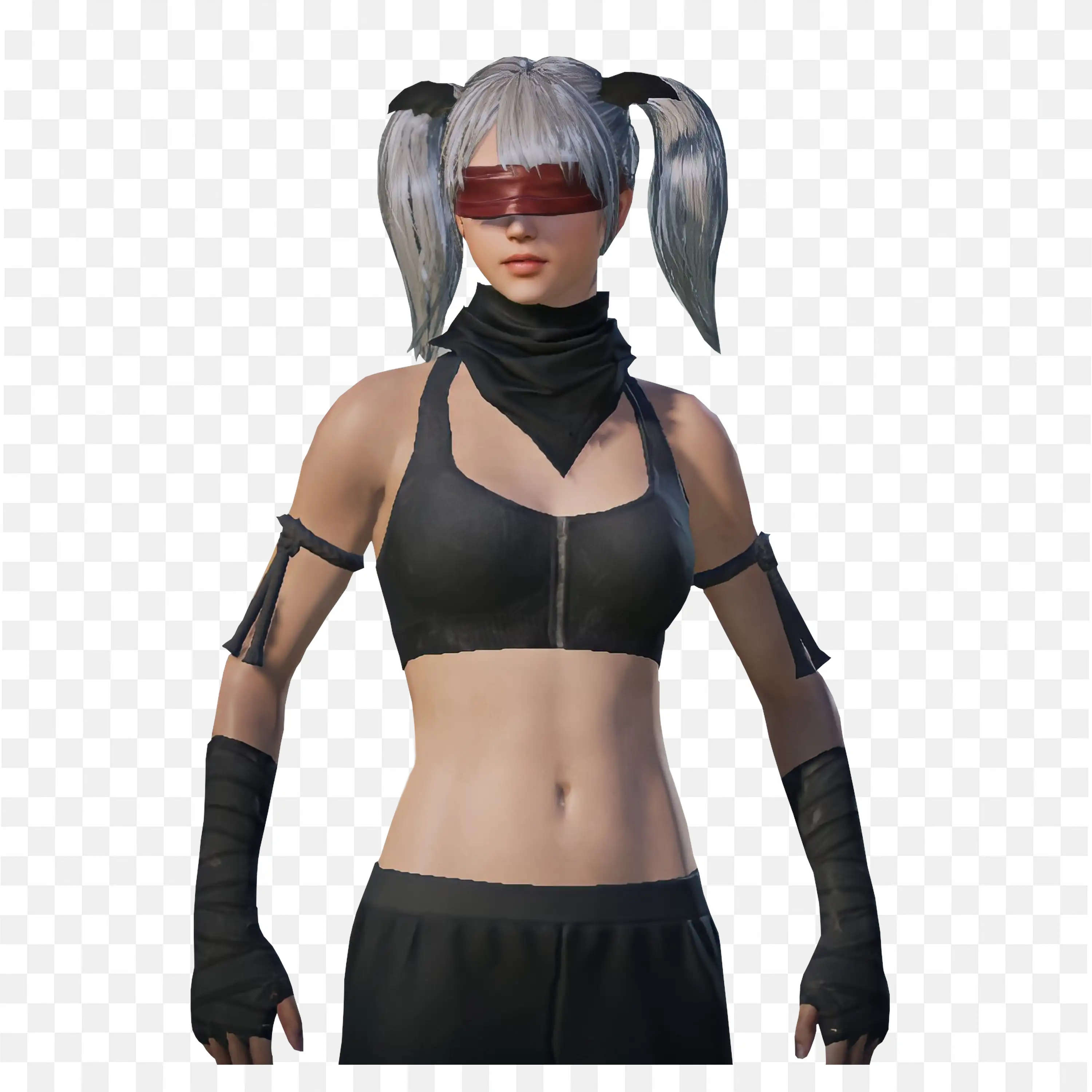 Png of Pubg Female Character with Blindfold and Black Dress