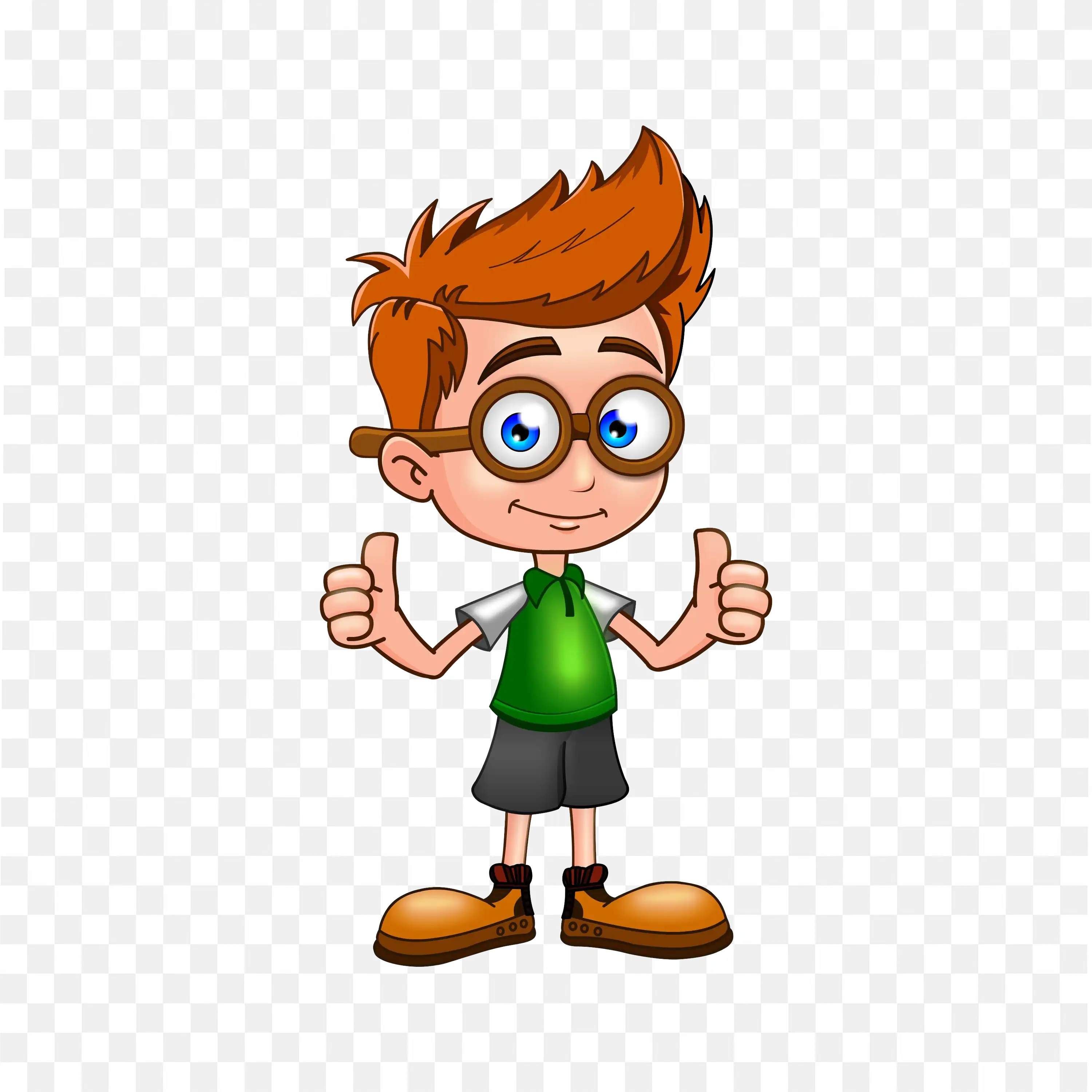 Quality Boy Showing Thumbs Up Cartoon Png Illustration
