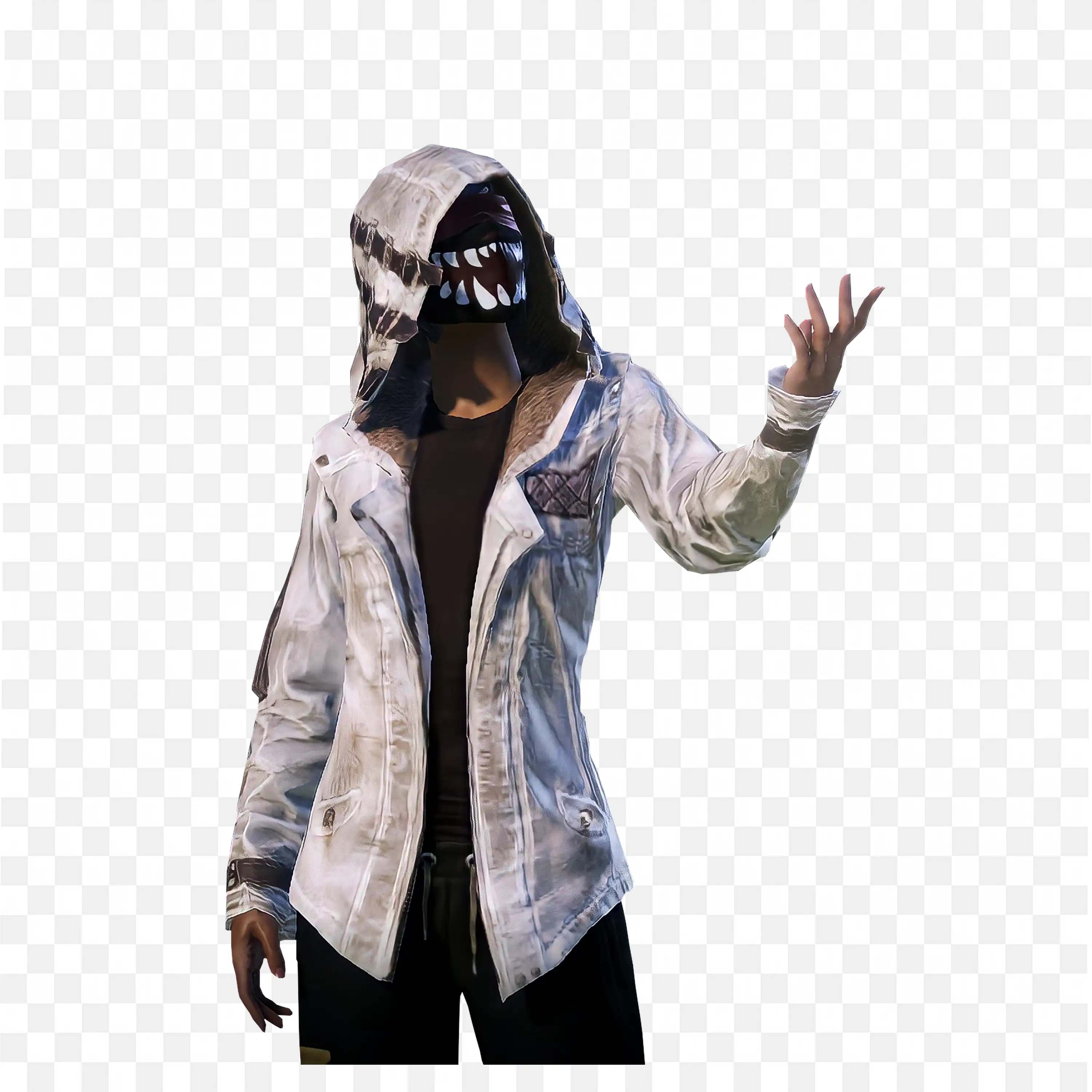 Sharp Toothed Mask and Weathered Jacket Fighter Png Image