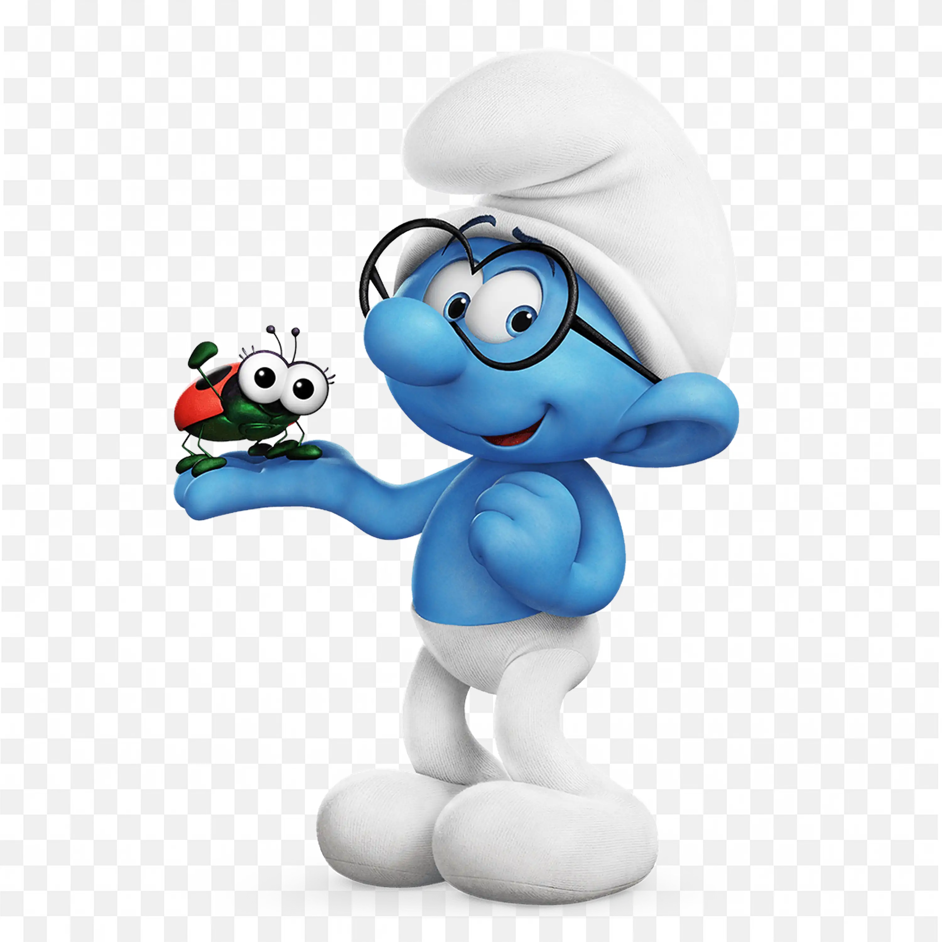 Smurf Holding Cute Ladybug with Glasses and White Hat