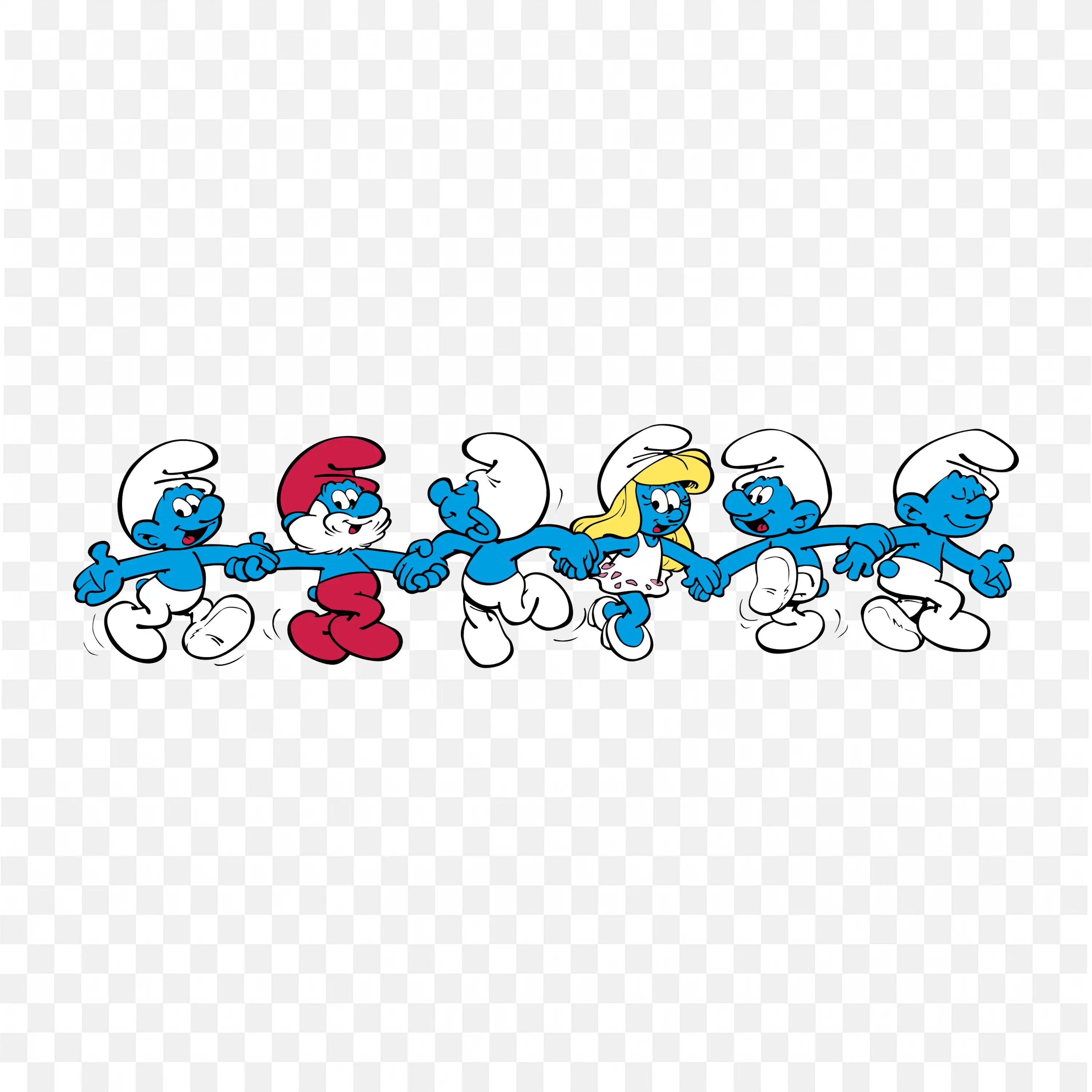 The Smurfs Animated Role Holding Hands and Dancing Png