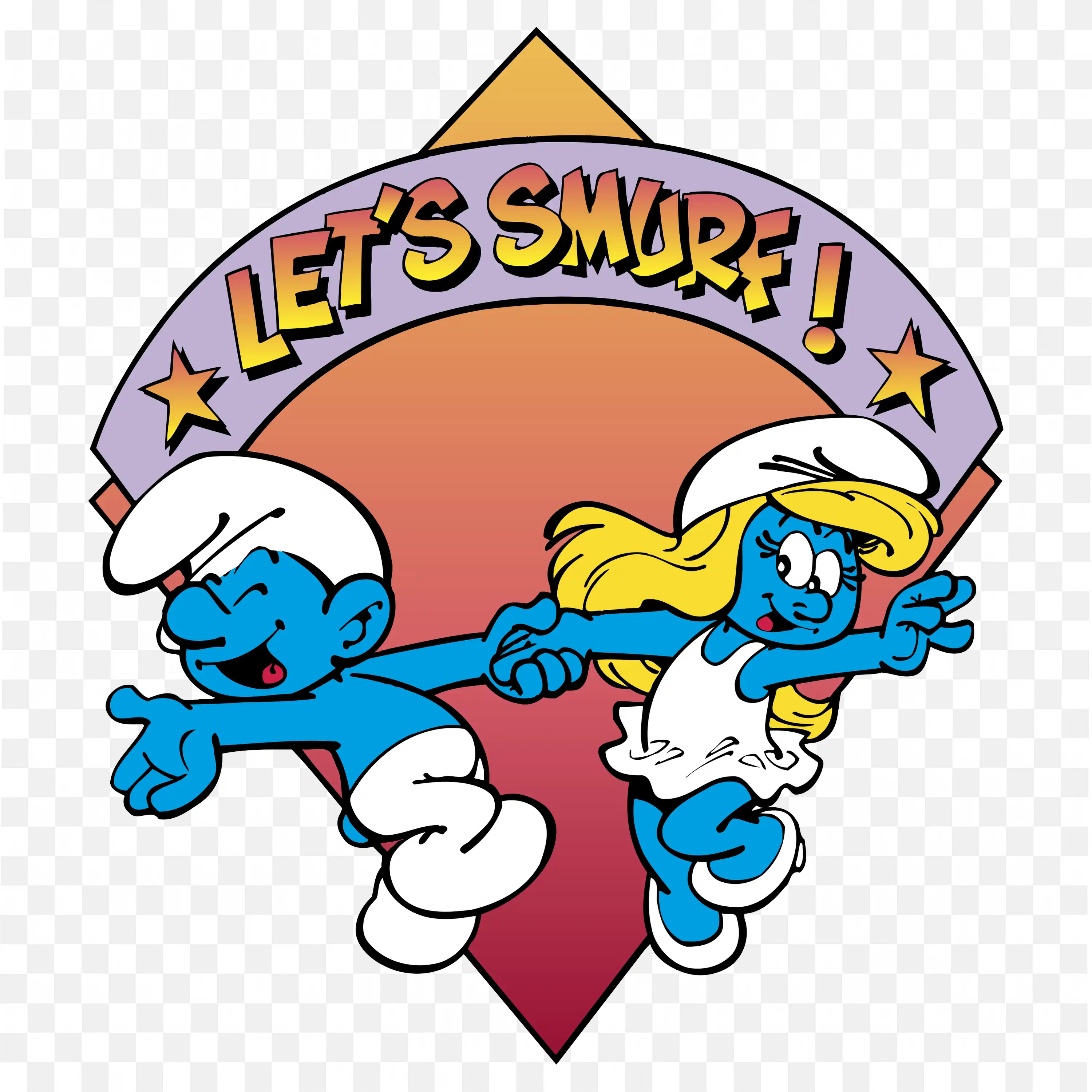 Two Smurfs Characters Dancing with the Title Lets Smurf