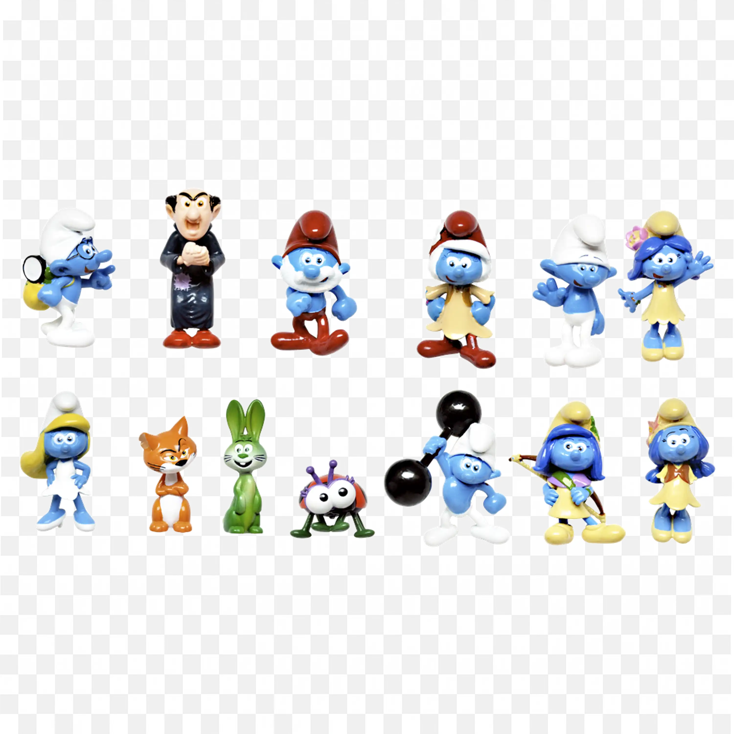Smurfs Figurine Collection Characters and Animals Png Image