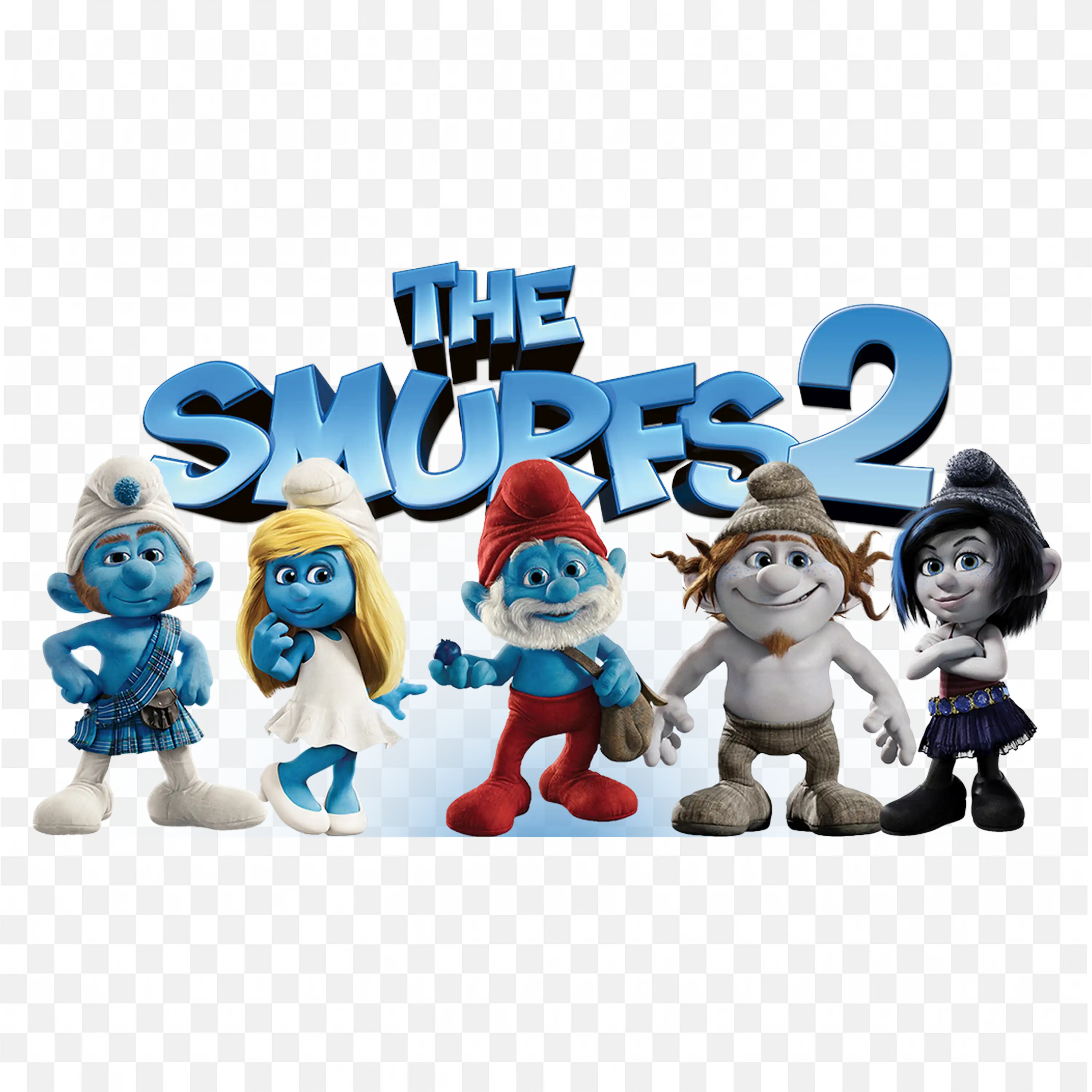The Smurfs Title with All Series Characters Png Download