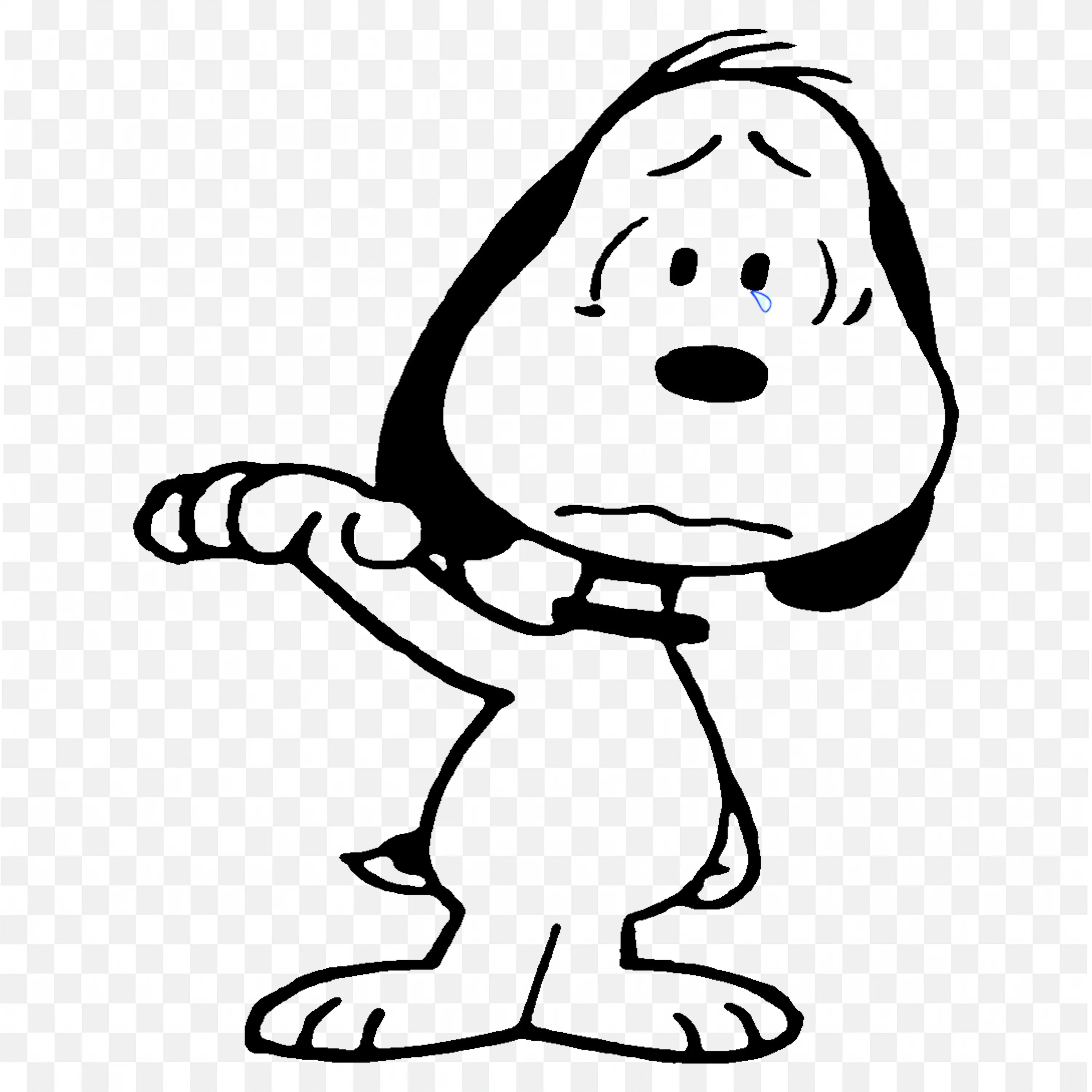 Snoopy the Animated Dog Character with Crying Face Reaction