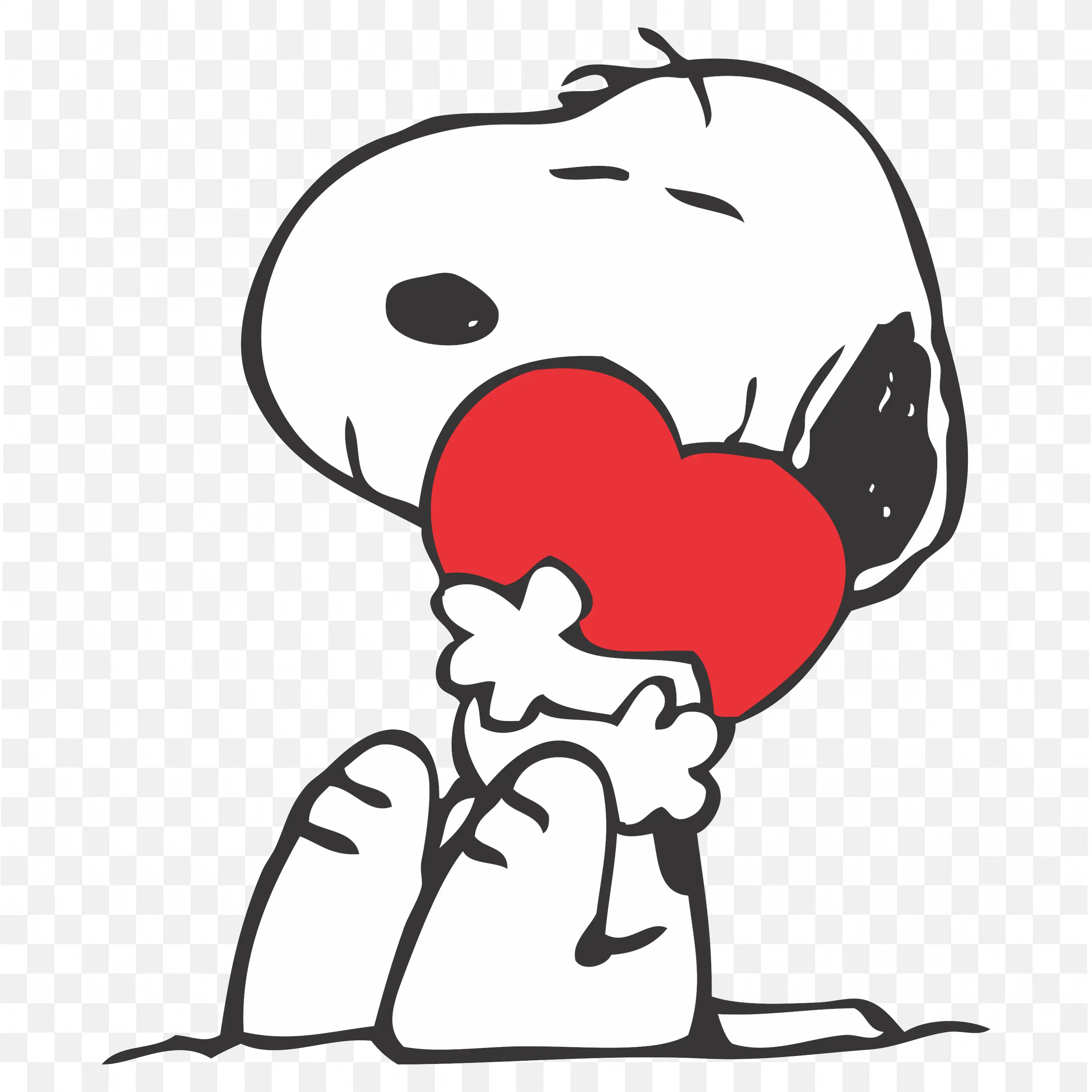 The Snoopy Animation Character Hugging a Red Heart Png