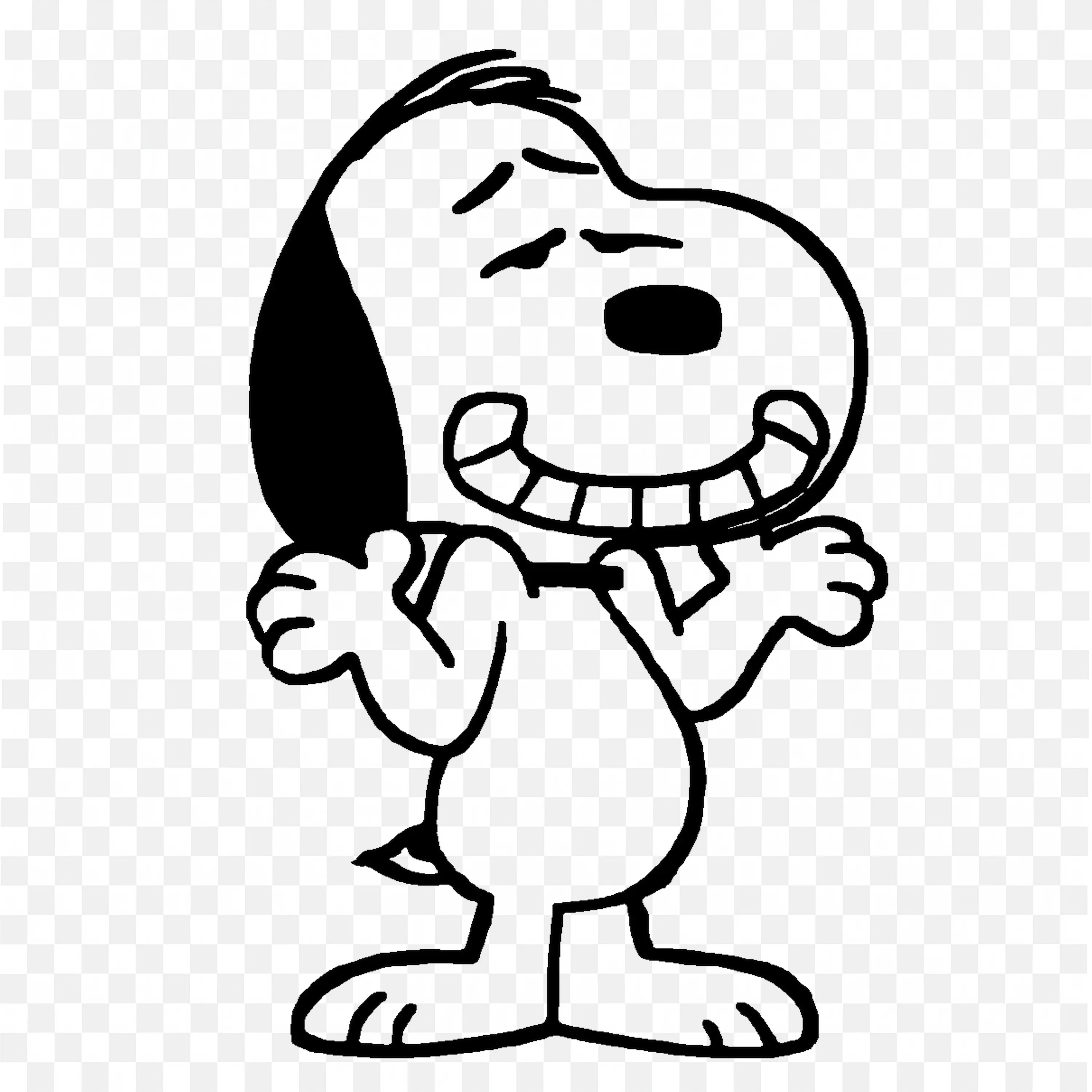 Snoopy Dancing with Joy Black and White Cartoon Design Png