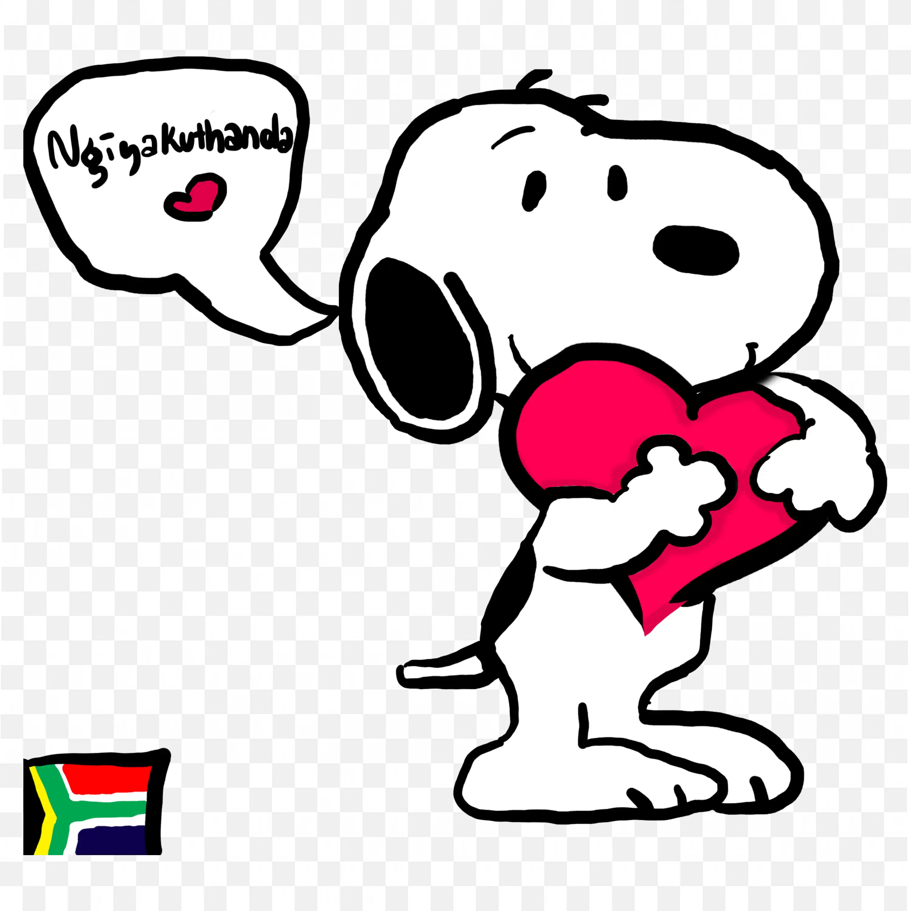 Snoopy Dog with Red Colour Heart HD Free Png Image