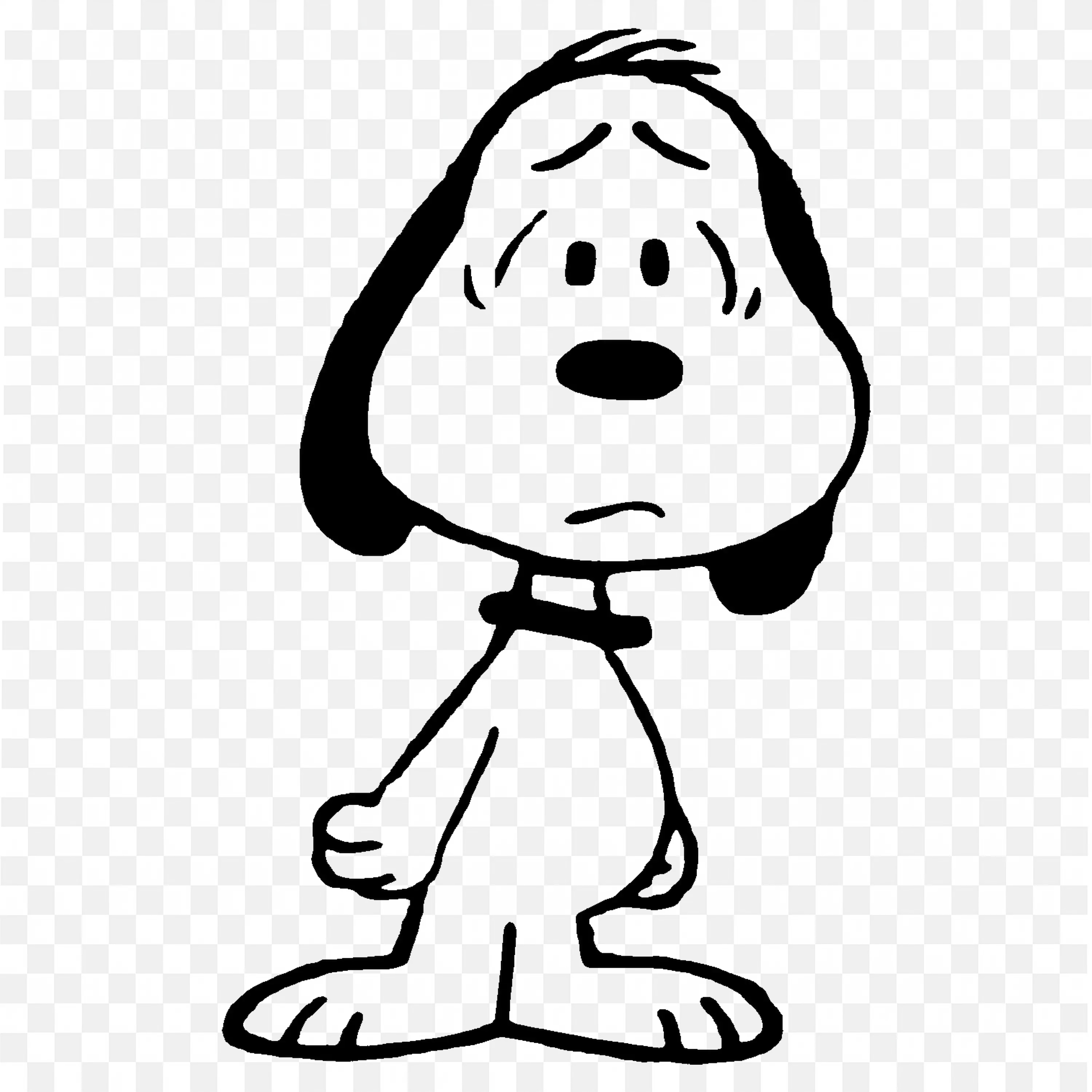 Snoopy Dog in a Sad Pose Black and White Free Png Image