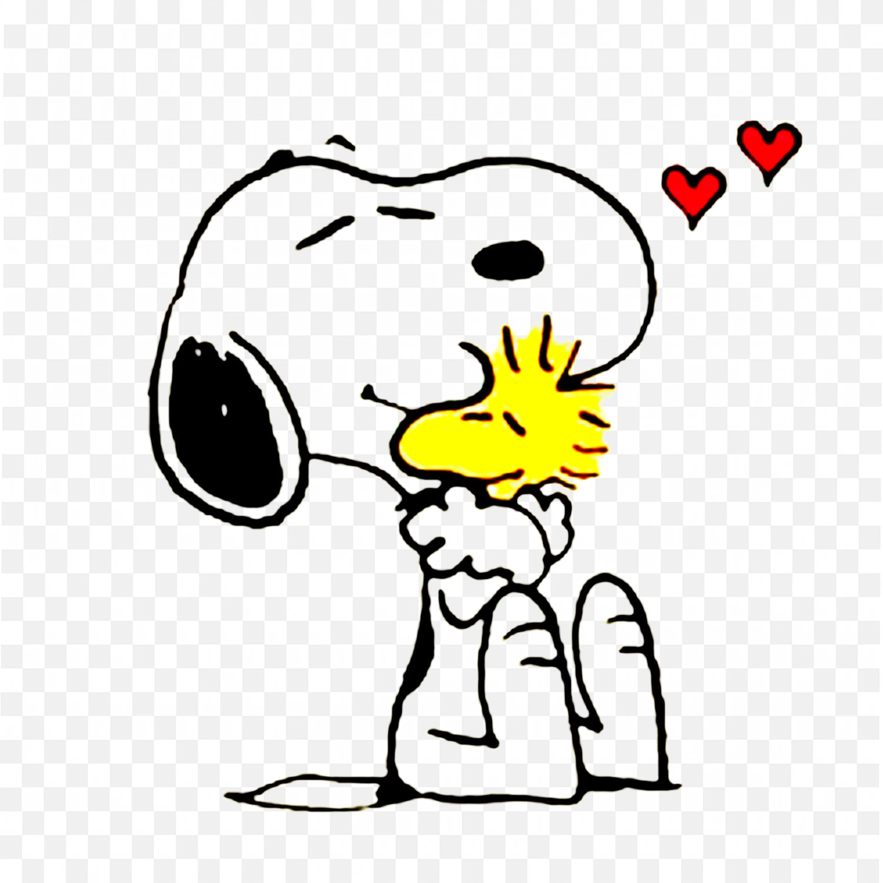 Snoopy Hugging Woodstock with Floating Hearts HD Free Png