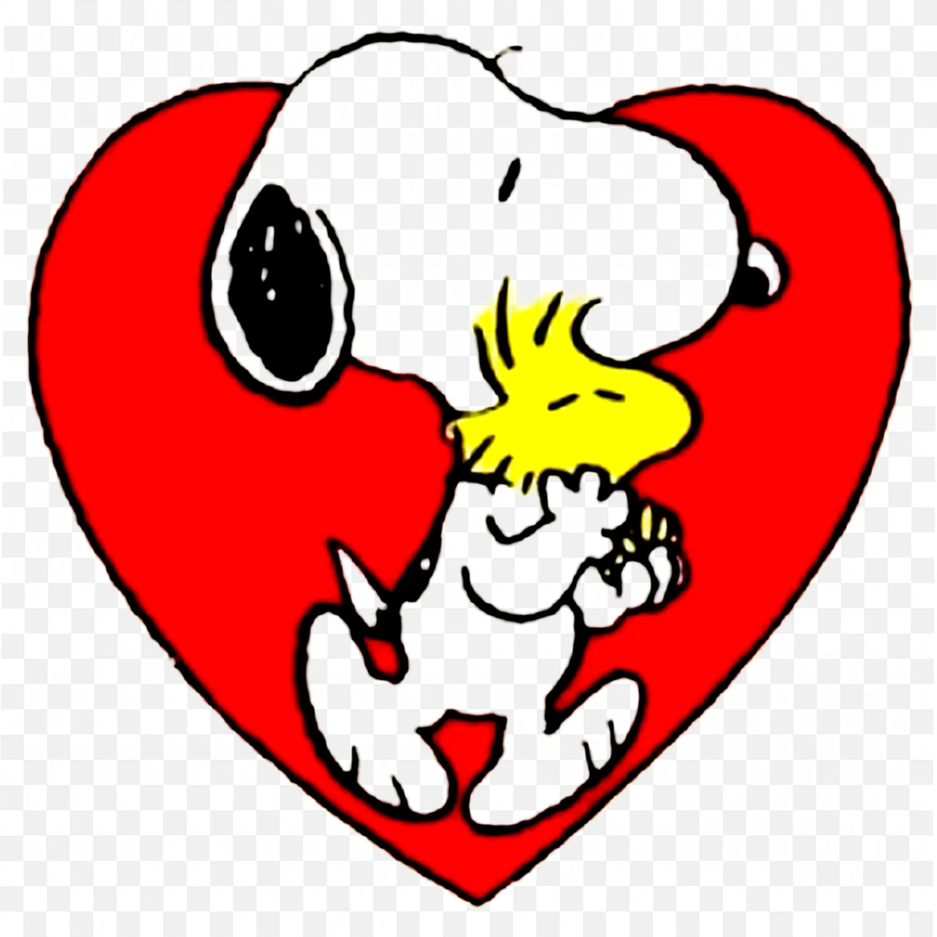 Snoopy Hugging Woodstock Within the Red Heart Free Png