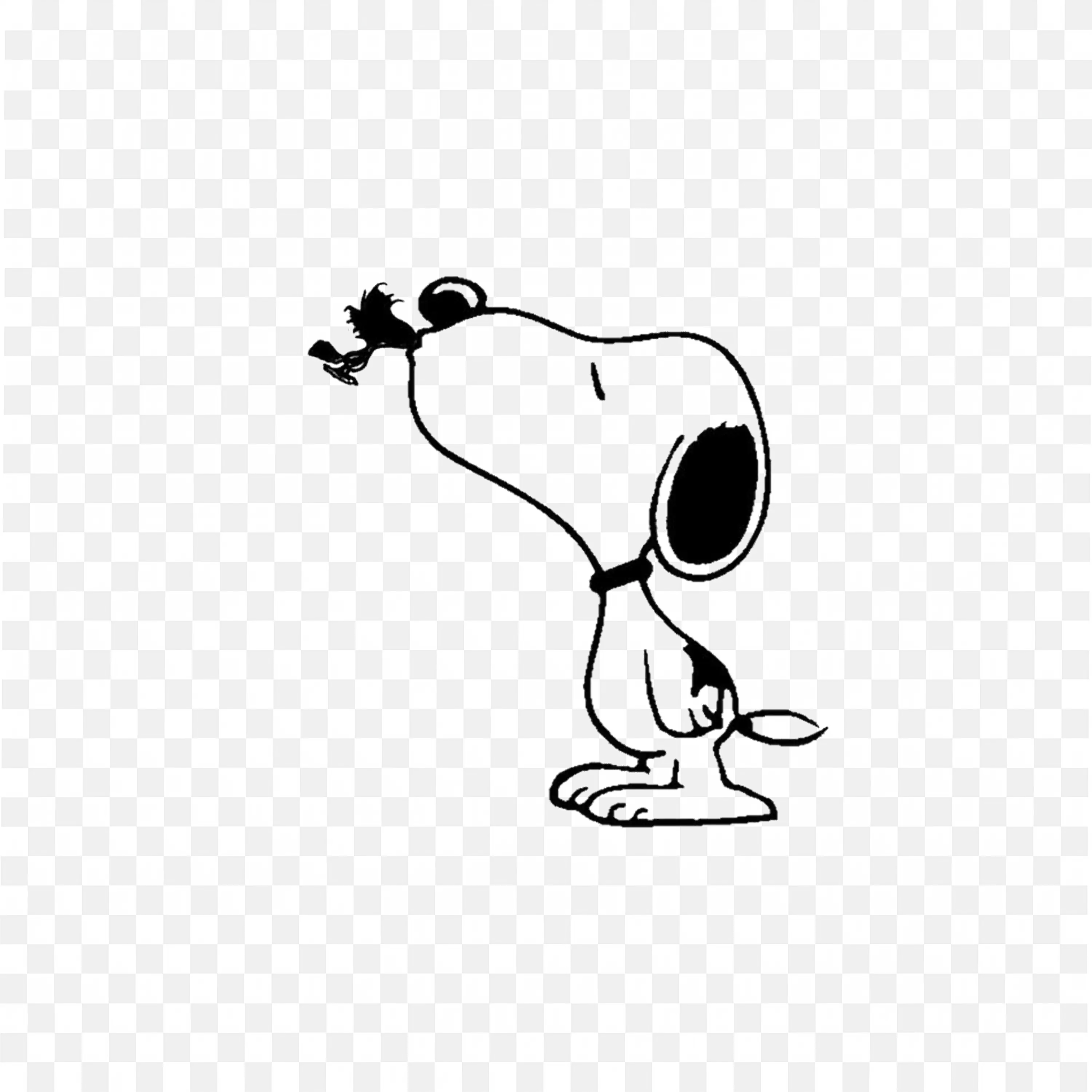 Snoopy Kissing Woodstock Outline Drawing Transparent Png