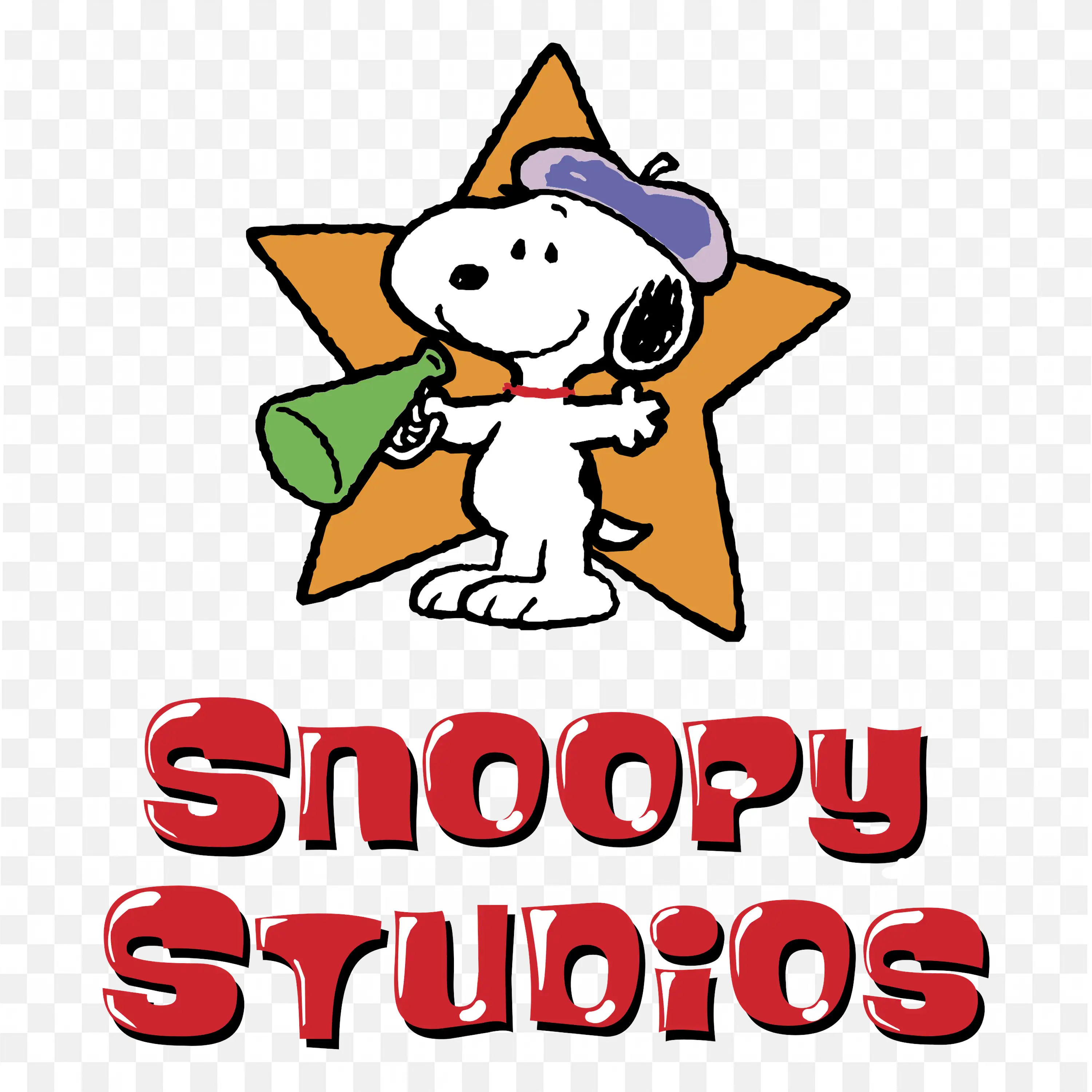 Snoopy Studios Cartoon Dog with Megaphone and Star Free Png