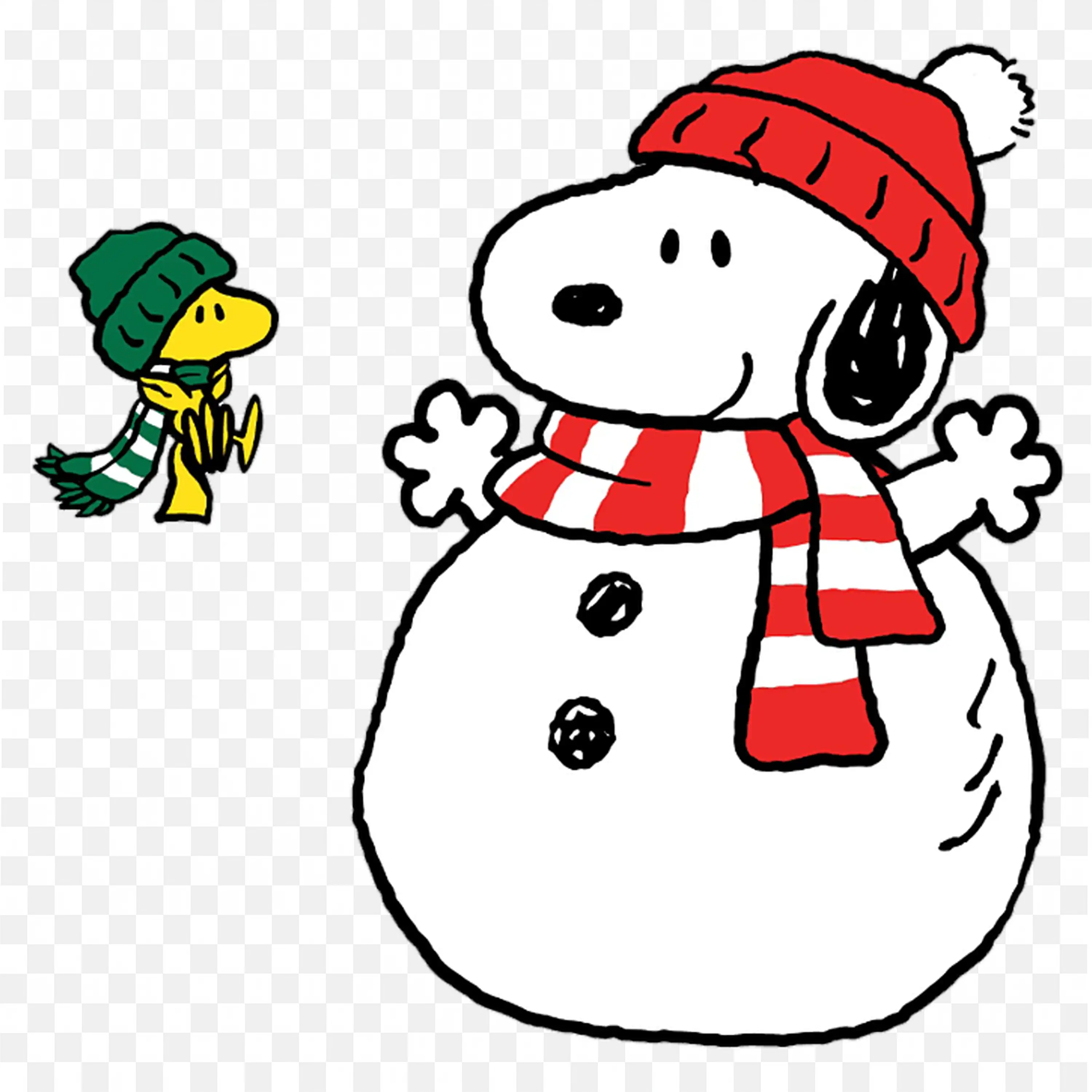 The Snowman Snoopy and the Yellow Colour Bird HD Free Png