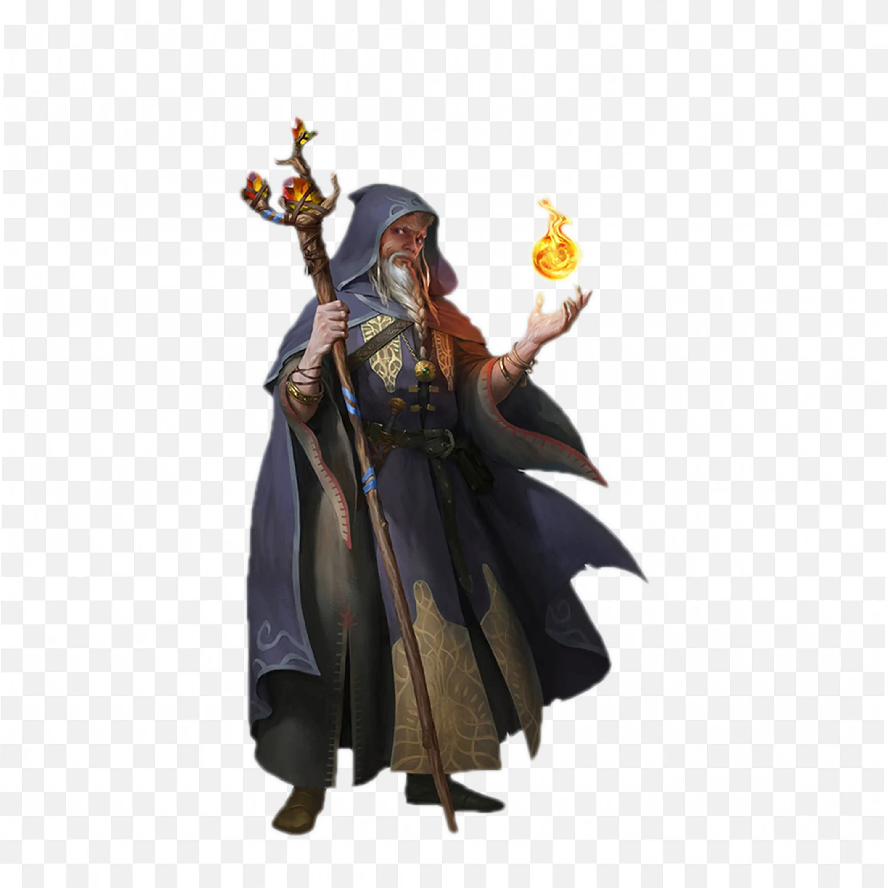 Solenya Casting a Fire Spell Holding a Magical Stick Png