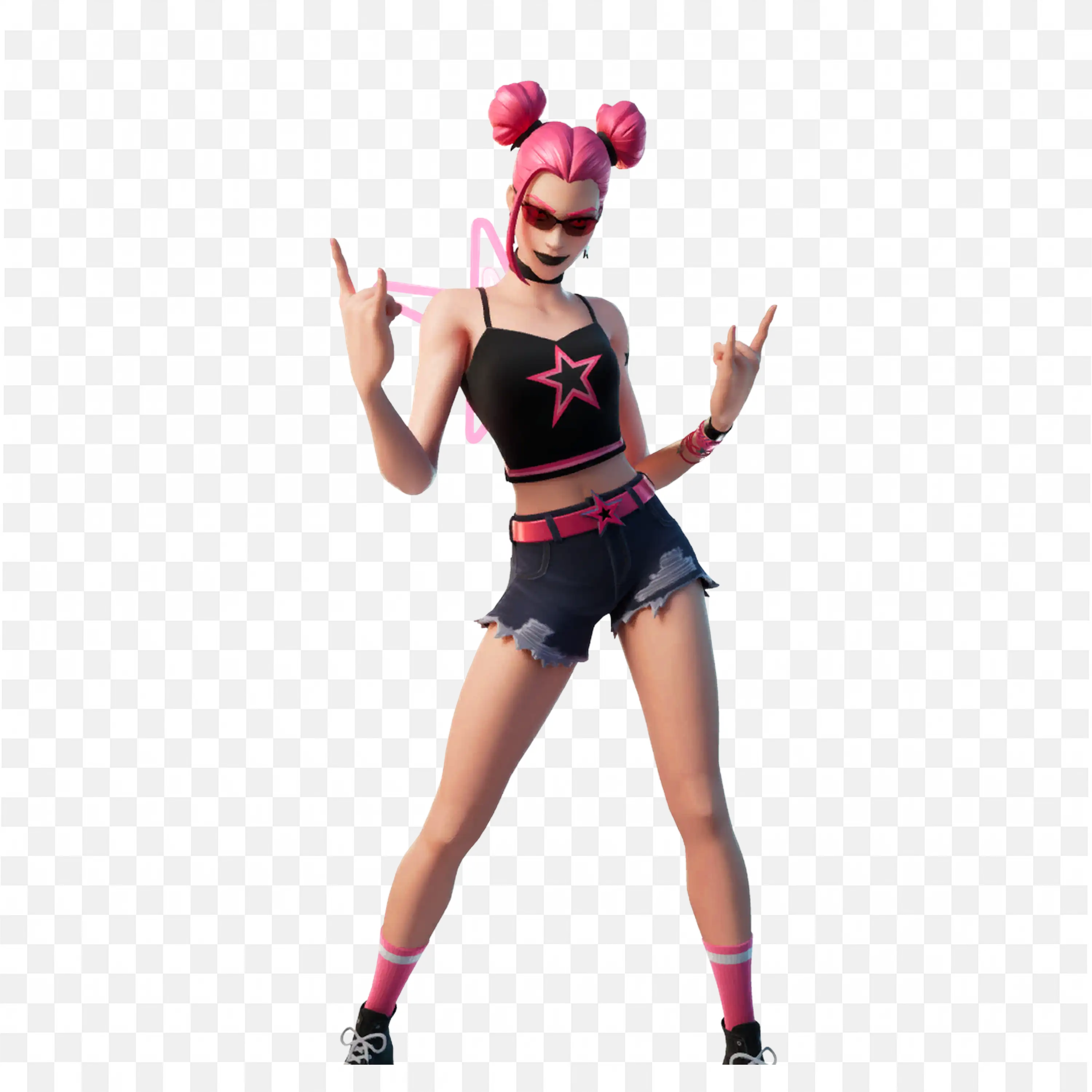 Stylish Pink Haired Animated Character in Rocker Pose