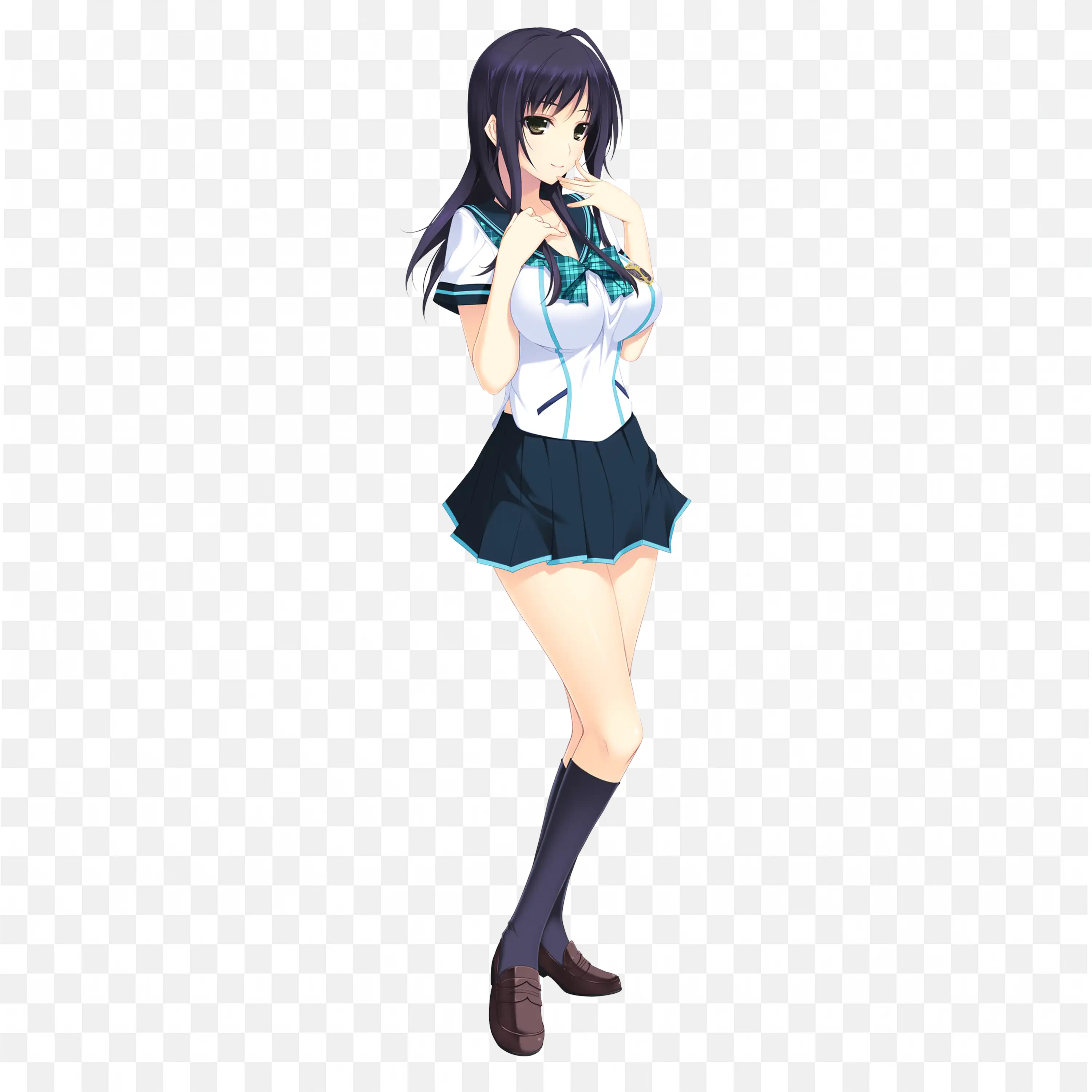 Stylish Posh Anime Girl with Black Hair in Trendy Look