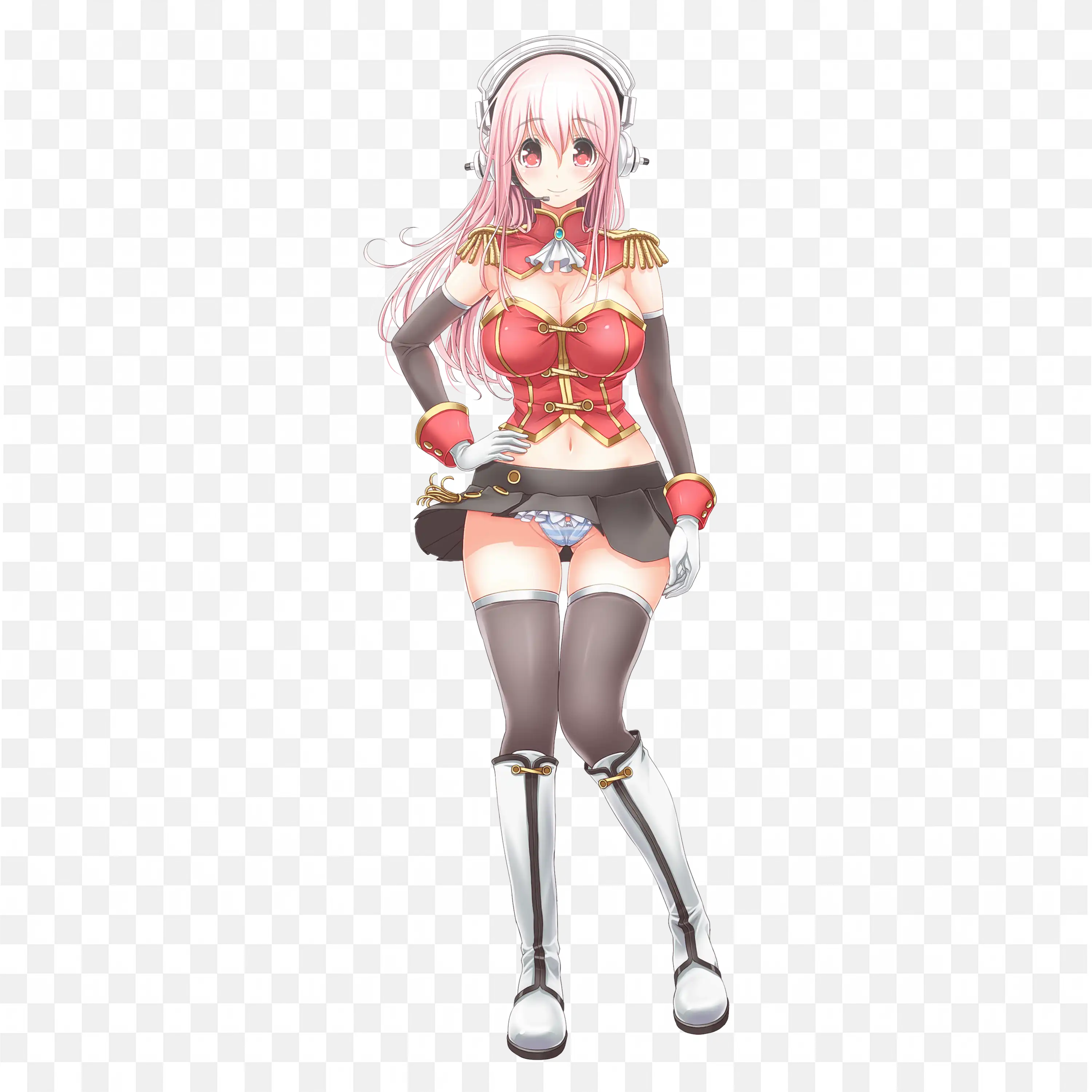 Super Sonico Anime Girl Character Band Leader Uniform Png