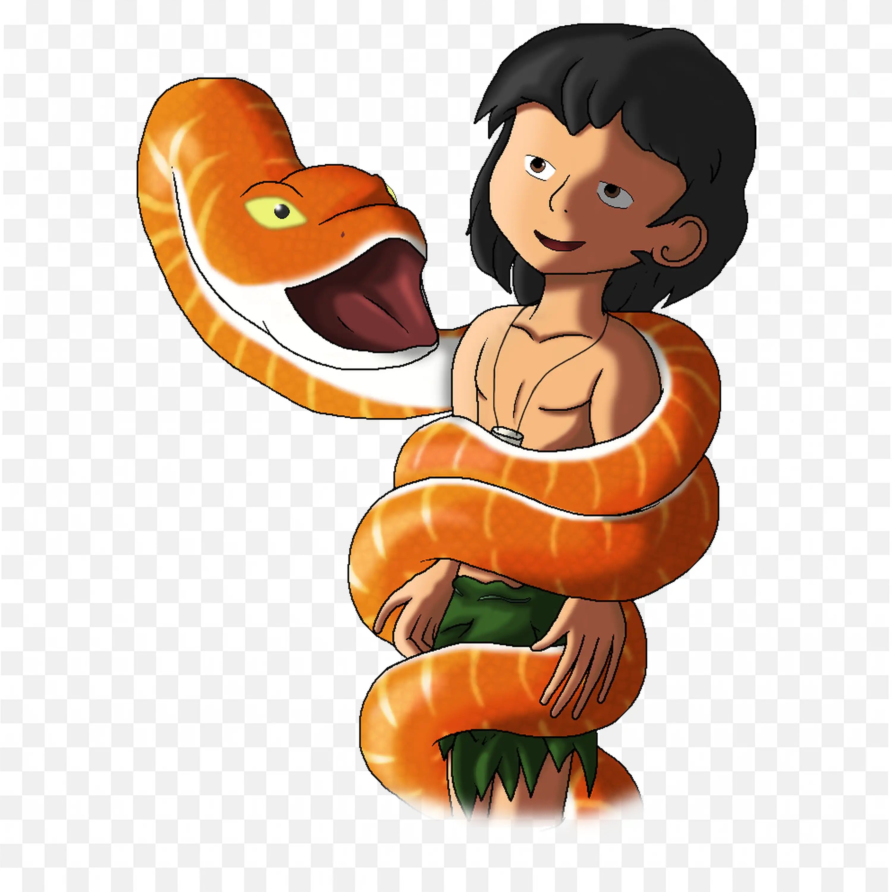 The Snake Catches the Boy and Ready To Eat Free Png Image