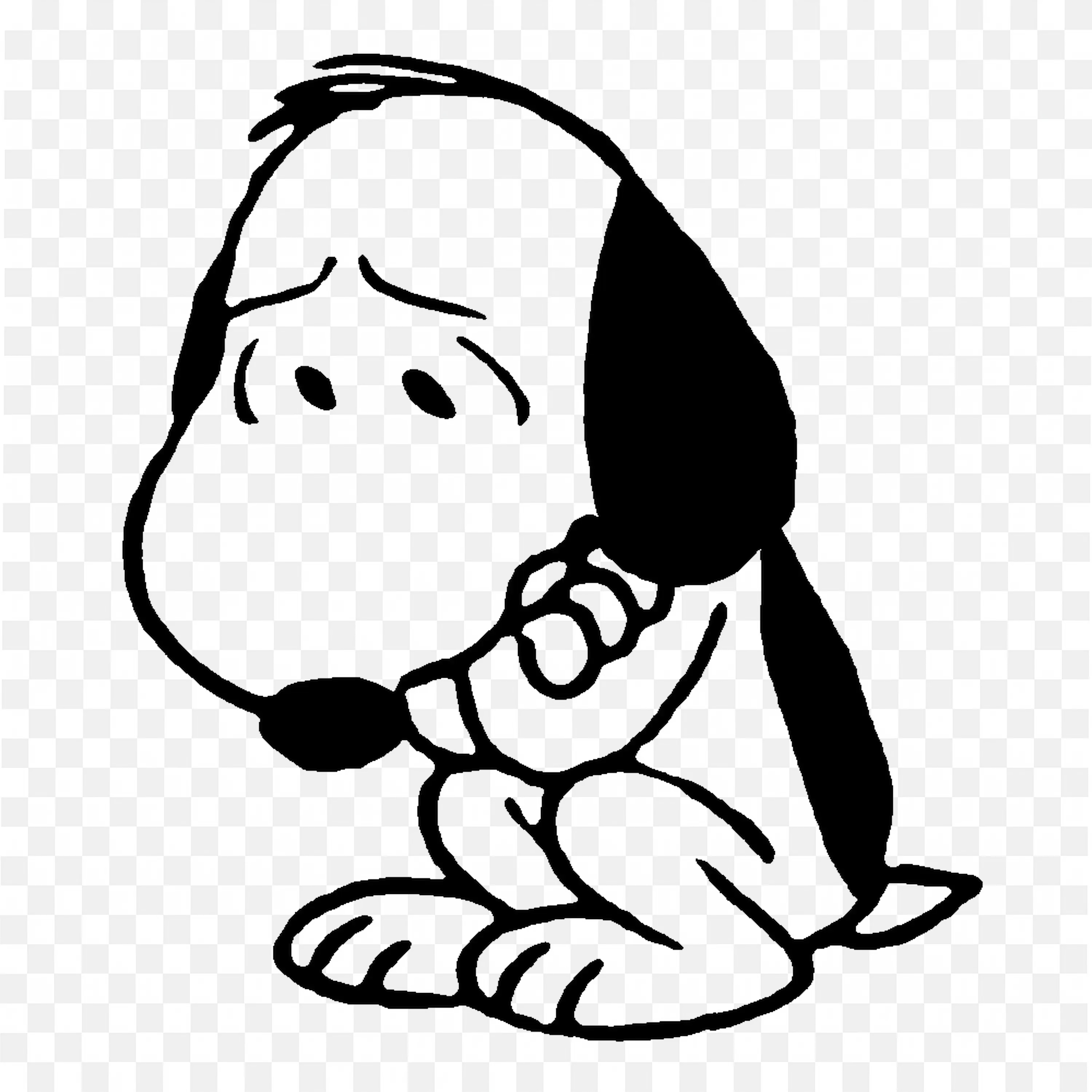 The Snoopy Dog Sitting Sadly on the Ground Download Free Png