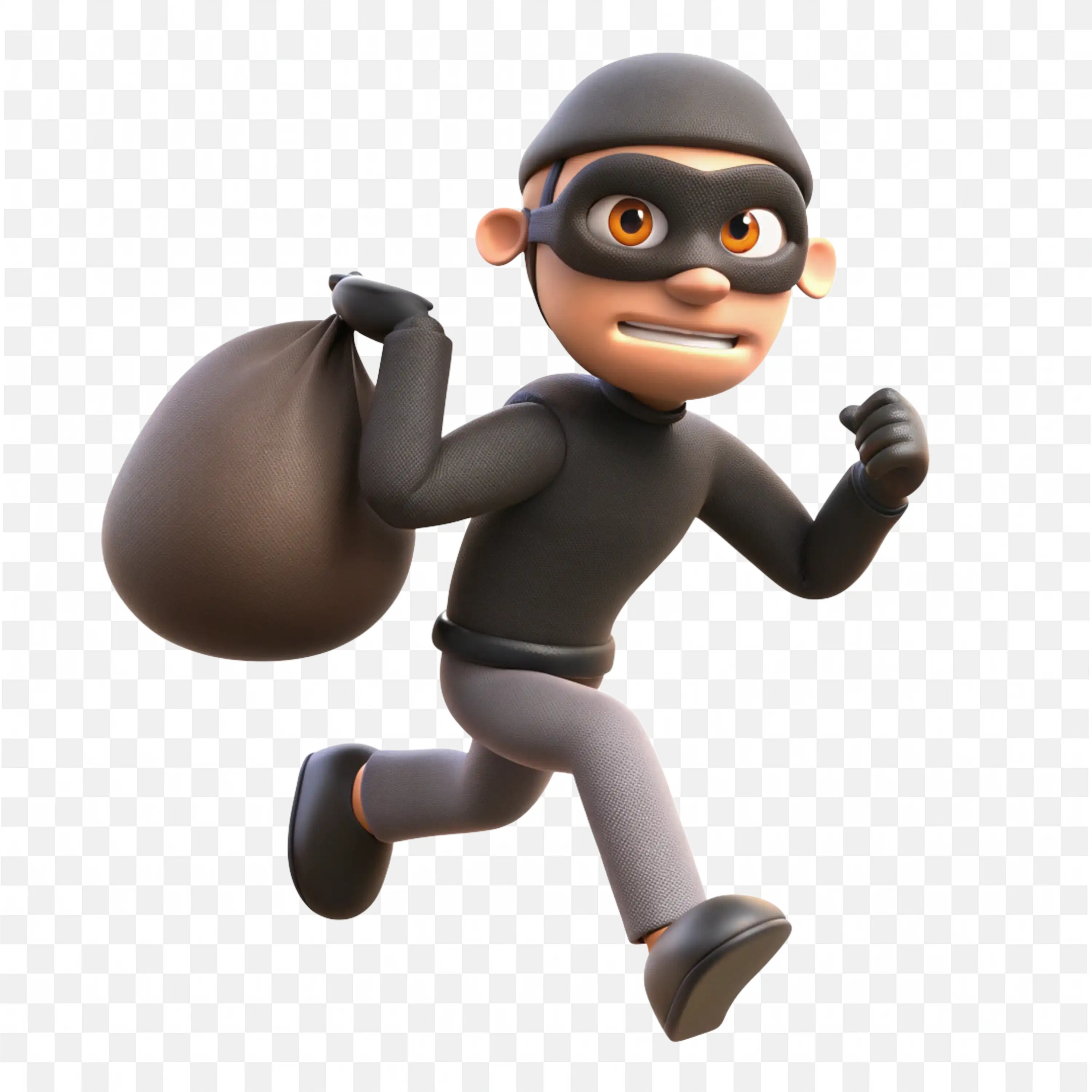 Thief in Black Mask Running Away Png Art