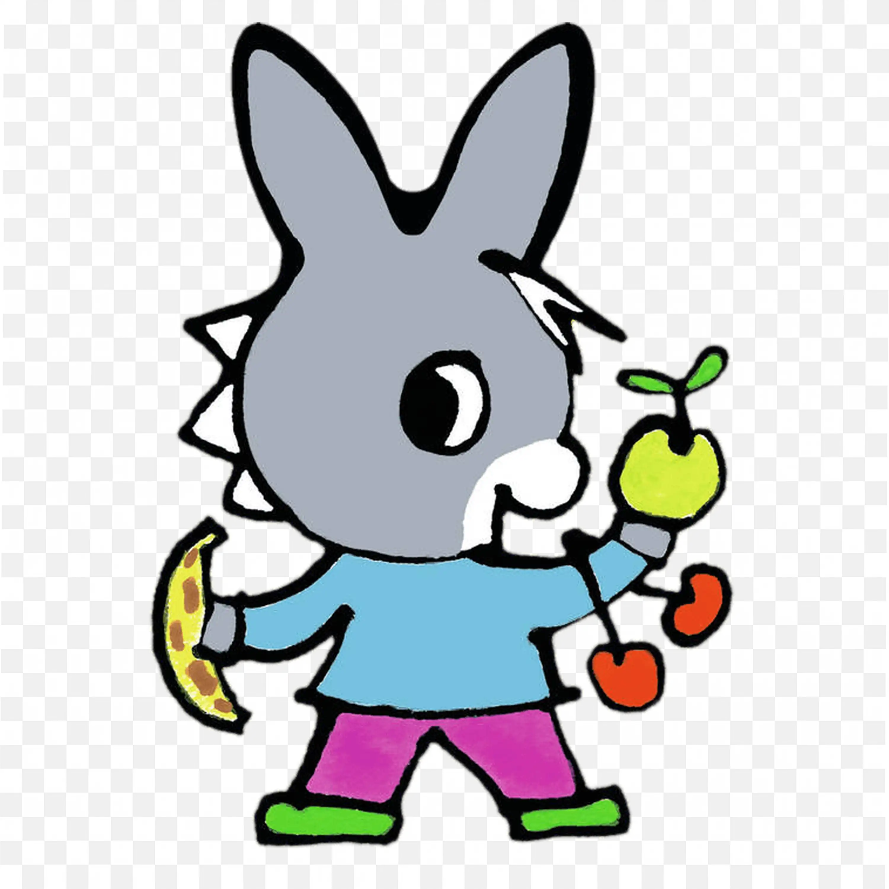 Cute 3D Troto Cartoon Character Smiling and Holding Colorful Fruits