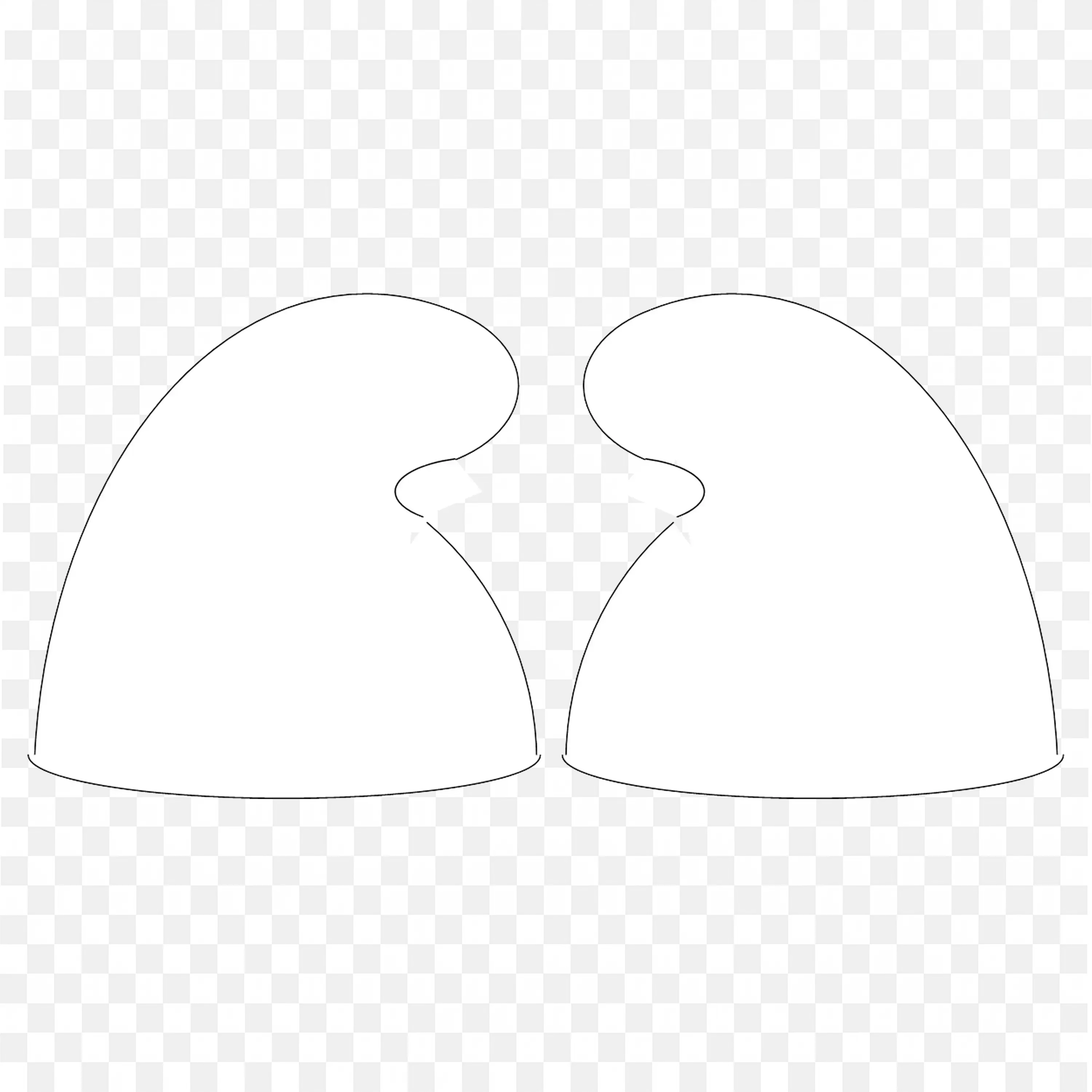 Two Stylized Smurf Hats in Black and White Facing Each Other