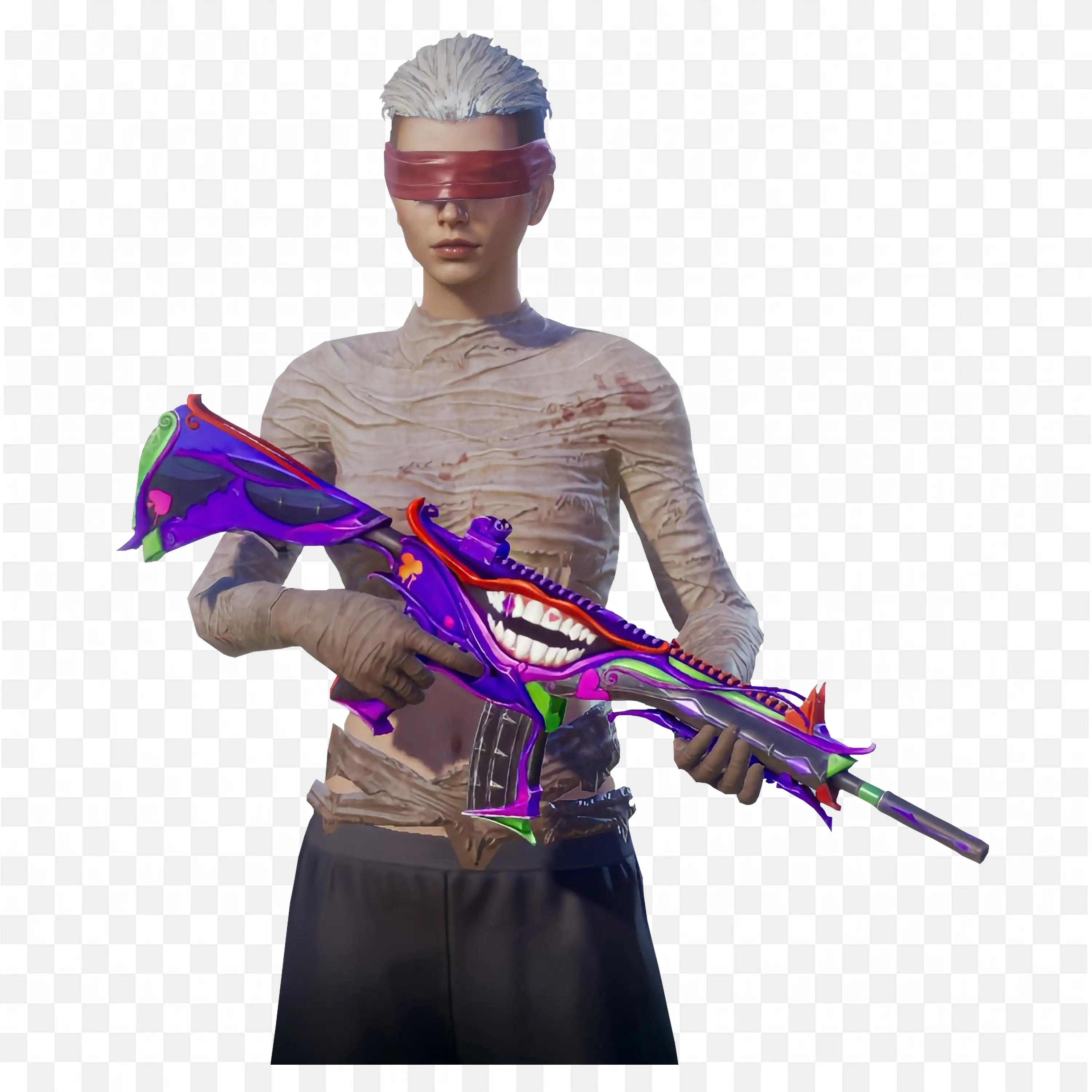 A Warrior with a Blind Fold and a Gun Free Png Download