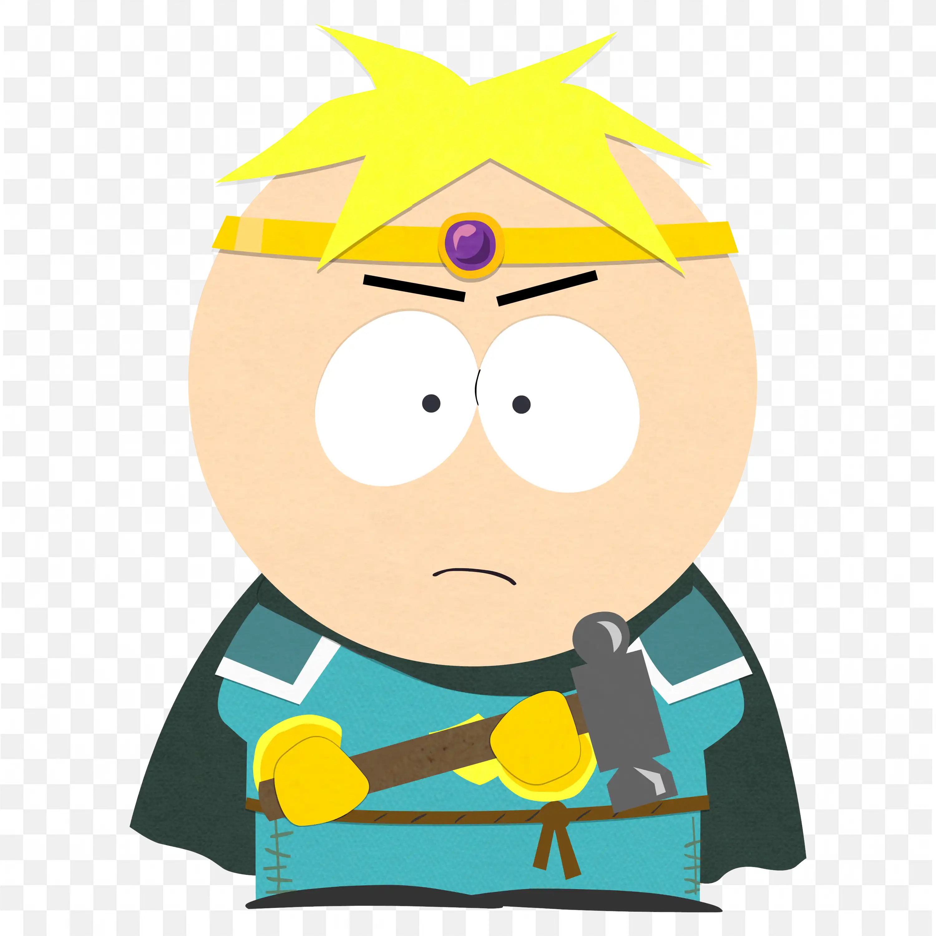 Warrior Costume of Butters Stotch and Holding a Hammer Png