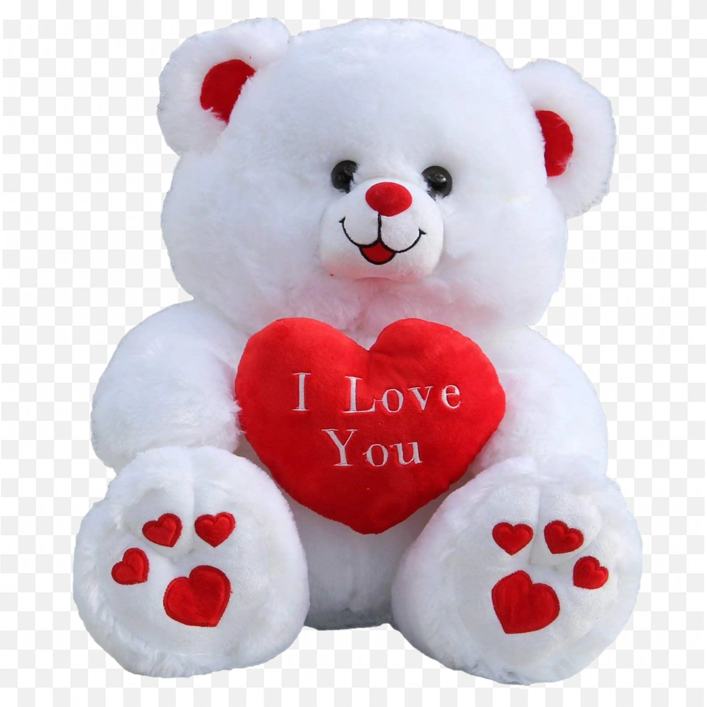 Cute White Teddy Bear Holding Red Heart I Love You Png