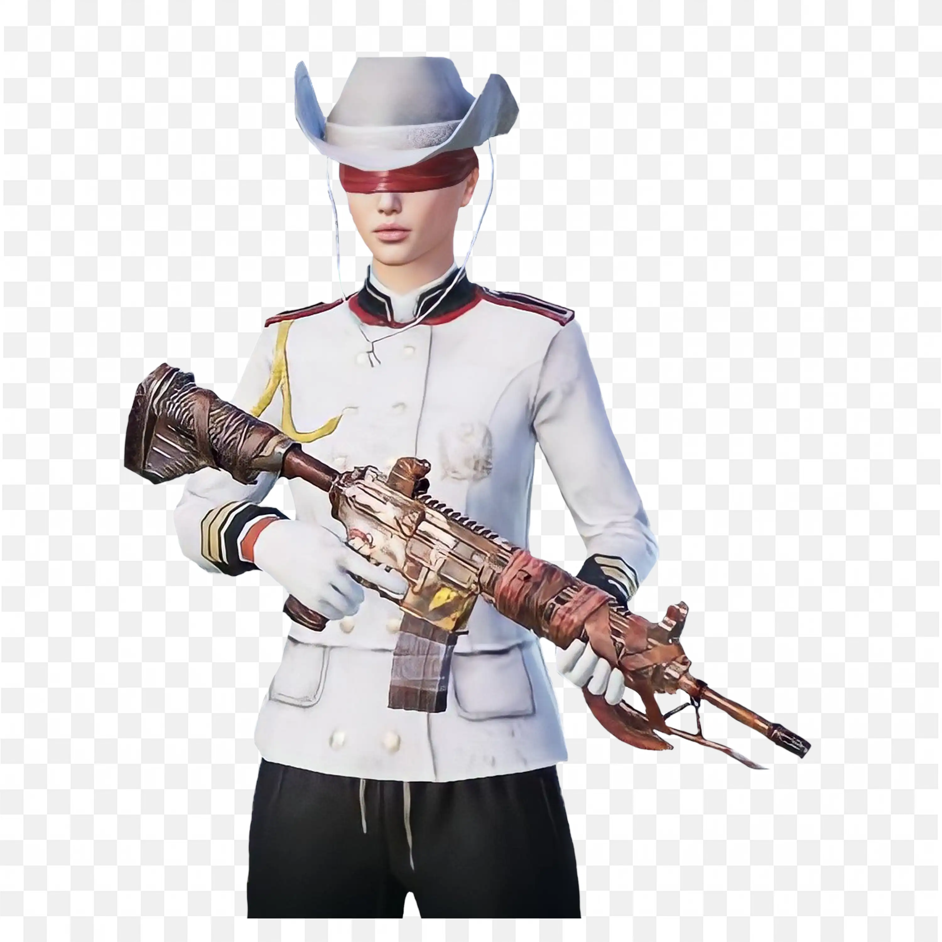 White Uniform Soldier with Cowboy Hat Free Png Download