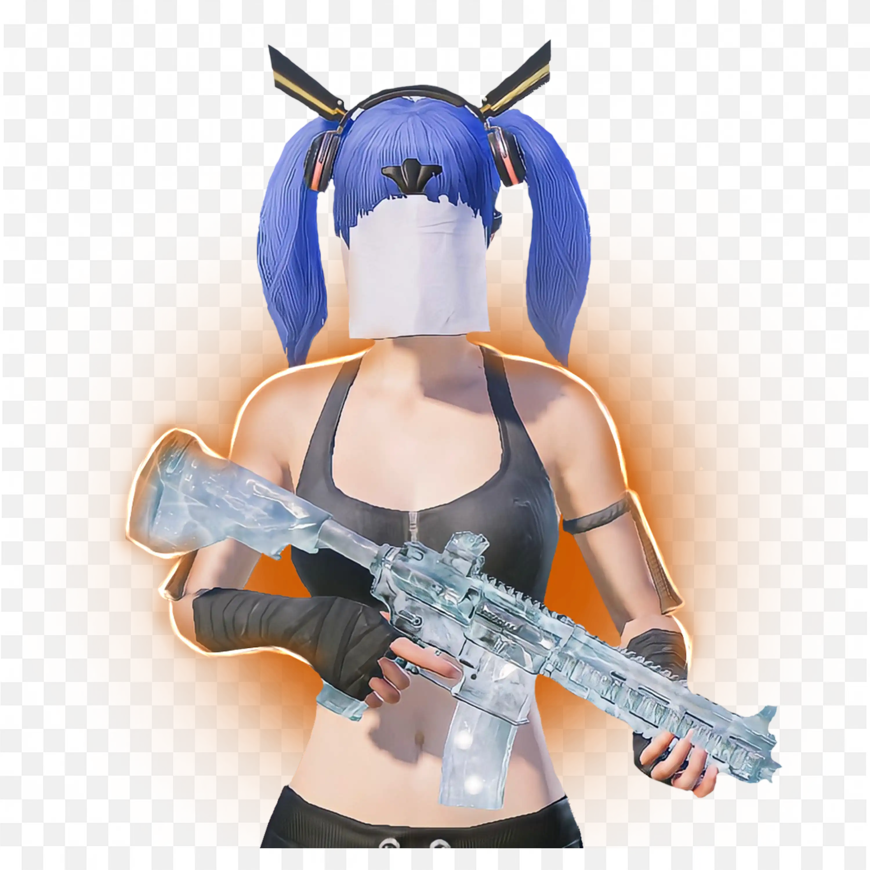 Women with Blue Hair and a White Mask Free Png Download