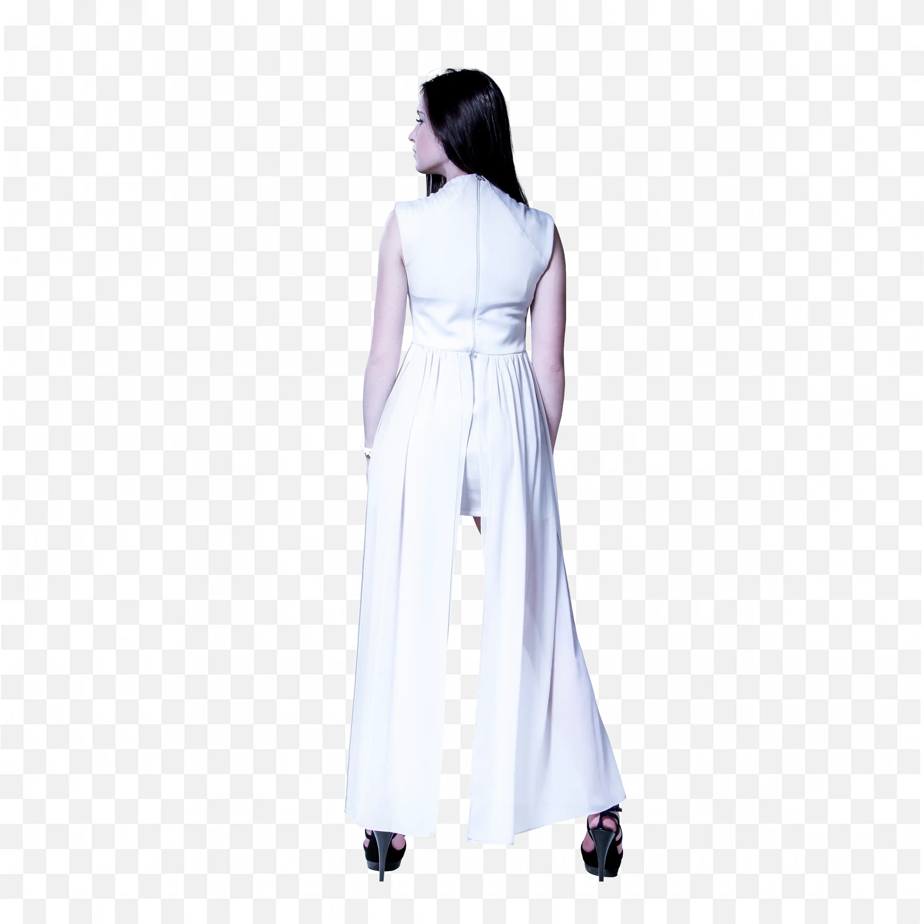 Womens Off White Sleeveless Top Relaxed Fit Pose