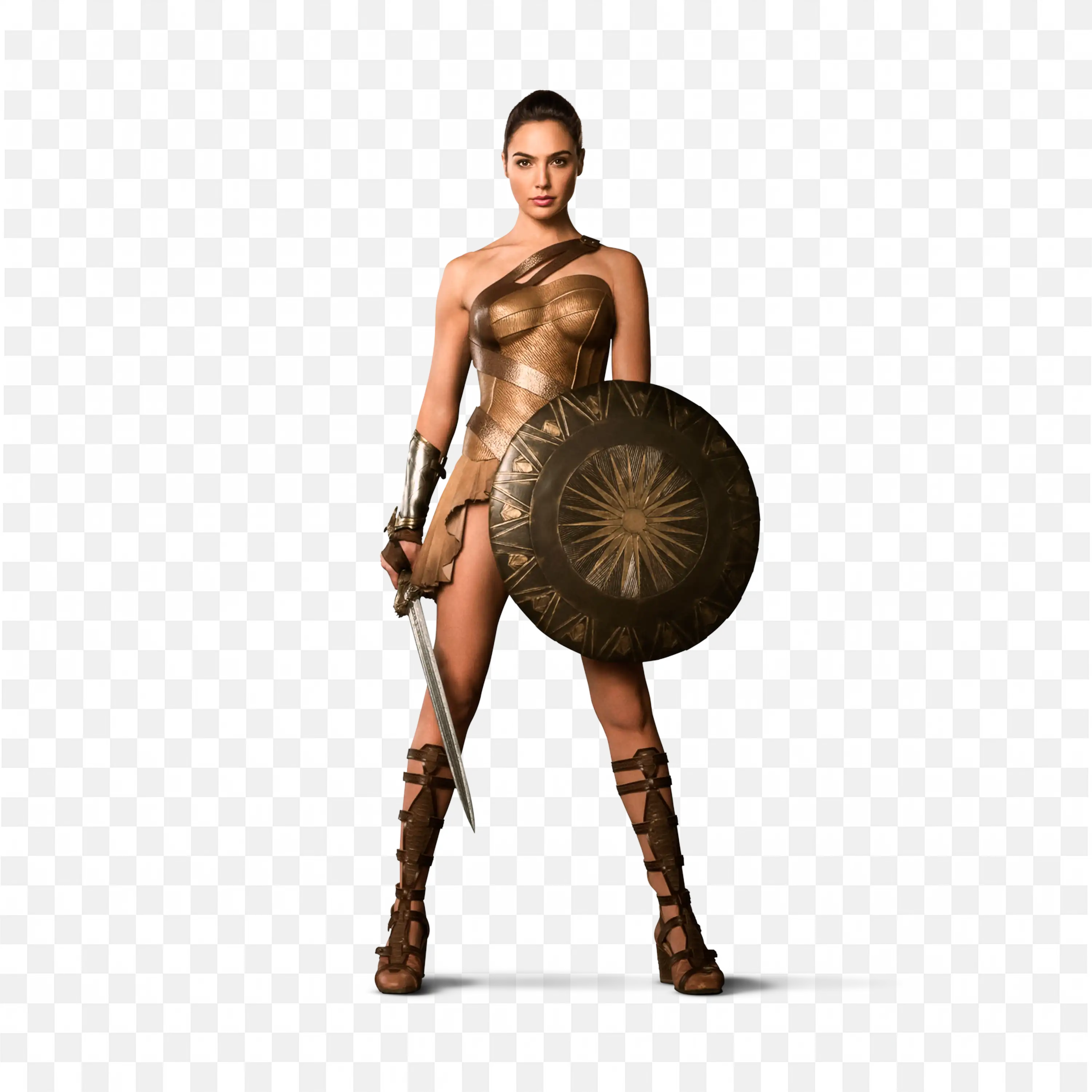Wonder Woman Costume with Sword and Shield Free Png Image